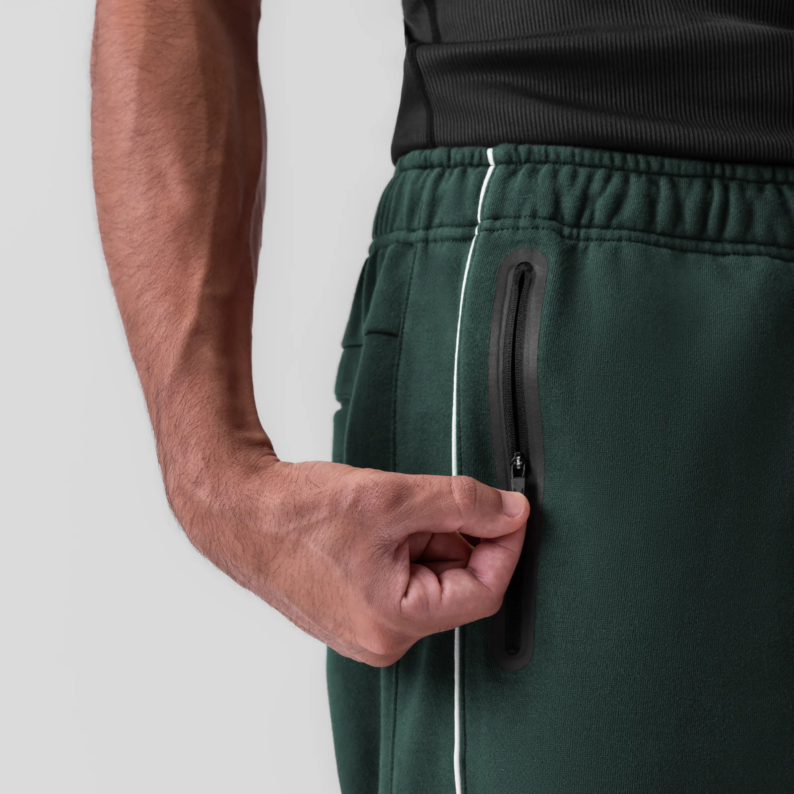 0998. Herringbone Terry Snap Button Sweats - Forest Green - Image 6