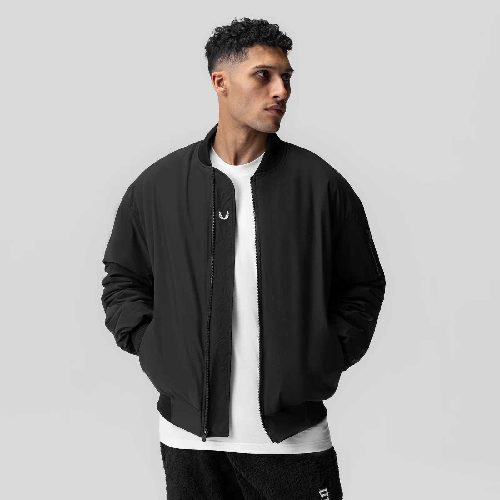 1003. Sherpa-Lined Insulated Bomber Jacket - Black - Image 2