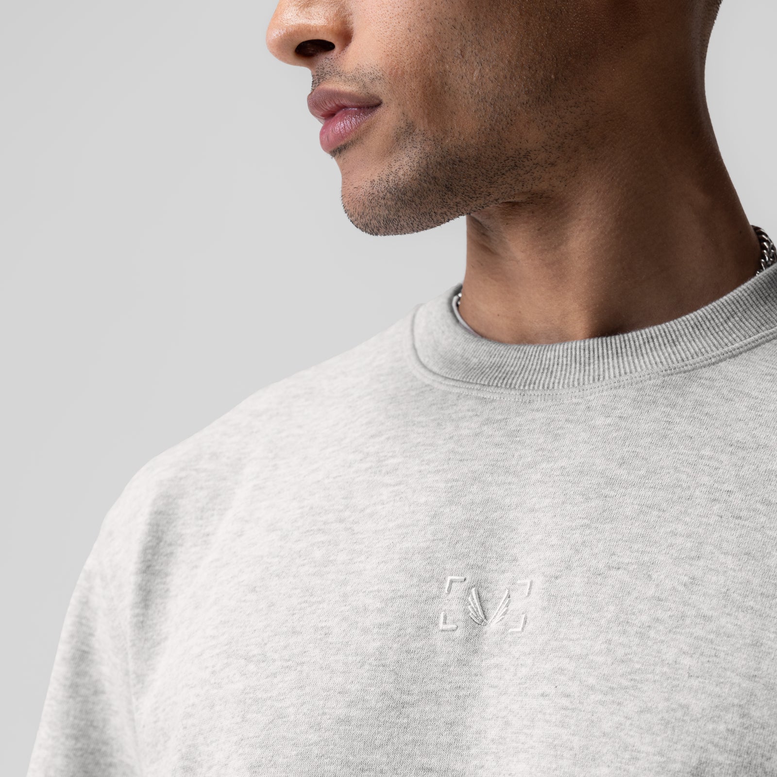1026. Herringbone Terry Oversized Cinch Tee - Heather Grey - Image 5