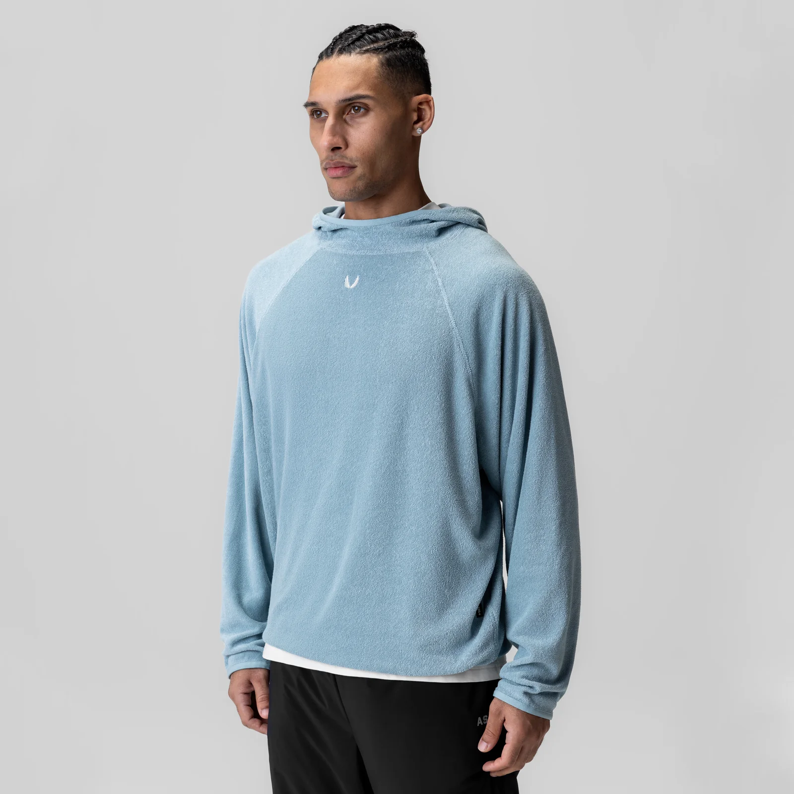 1054. Towel Terry Reversible Hoodie - Light Sky - Image 2