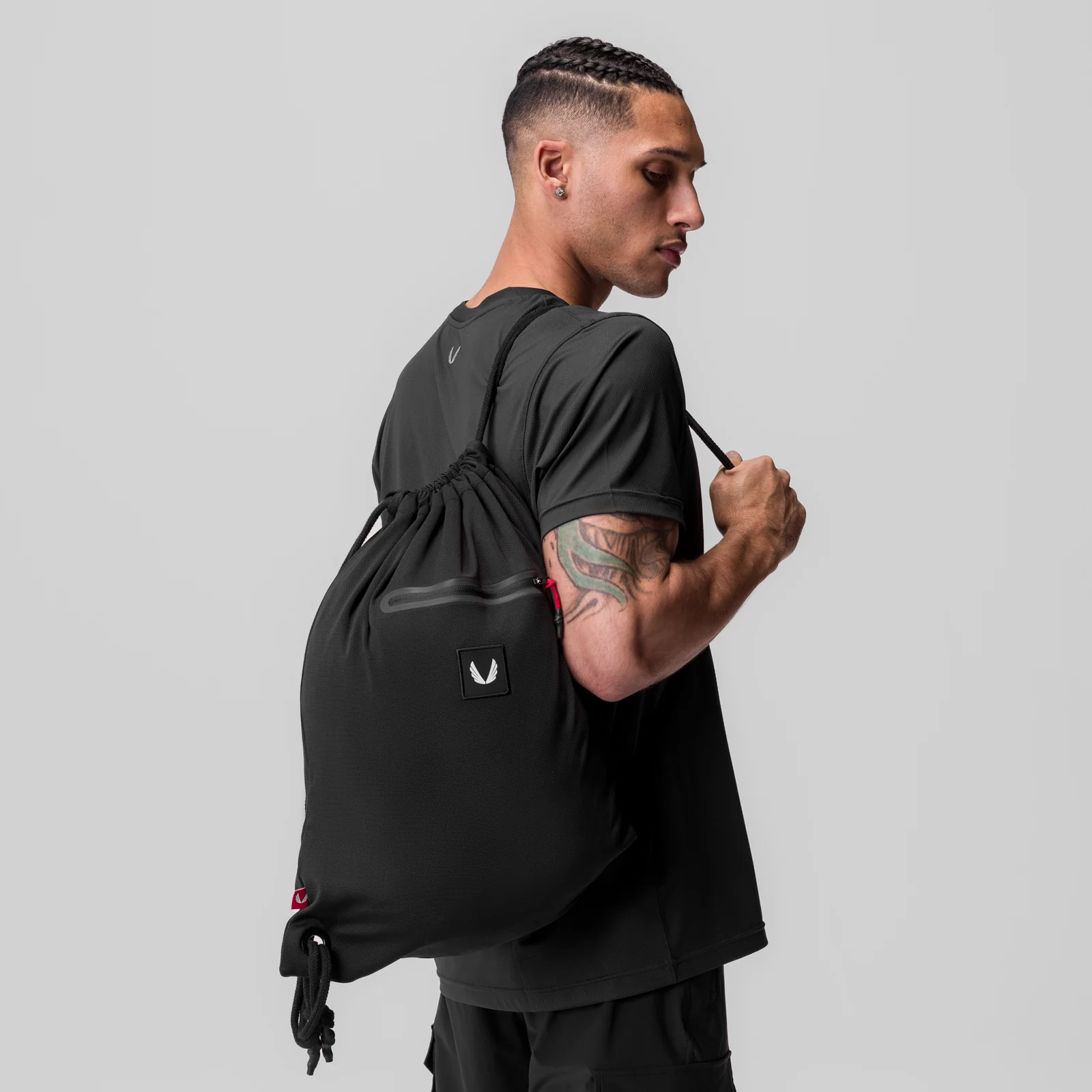 1084. Antibacterial Mesh Drawstring Bag - Black - Image 3