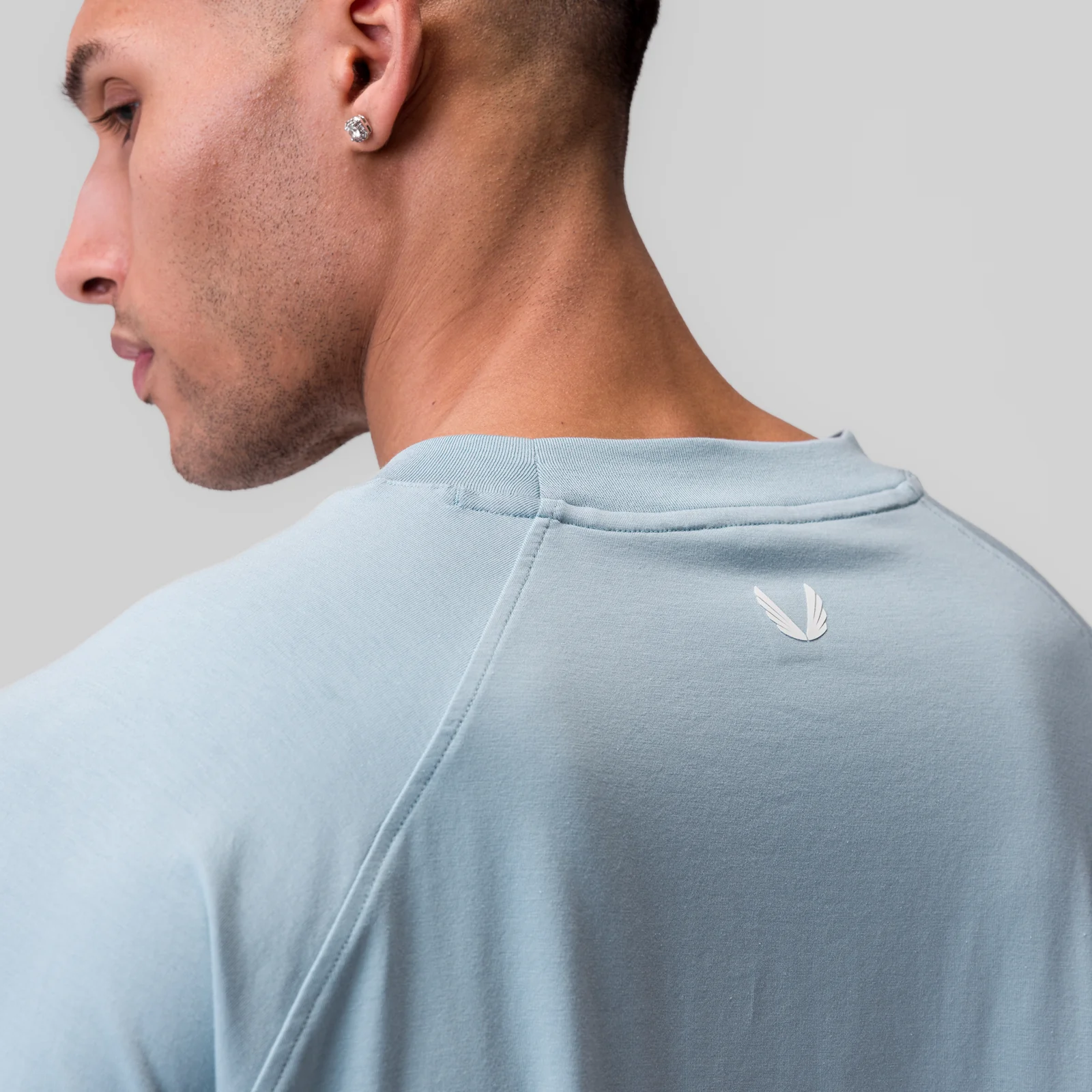 1086. Supima® 3/4-Sleeve Oversized Tee - Light Sky - Image 4