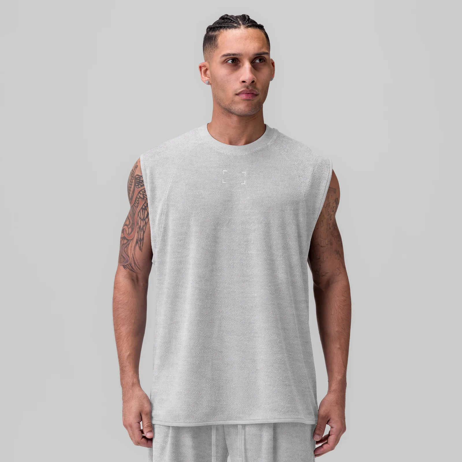 1092. Towel Terry Cutoff - Heather Grey - Image 2