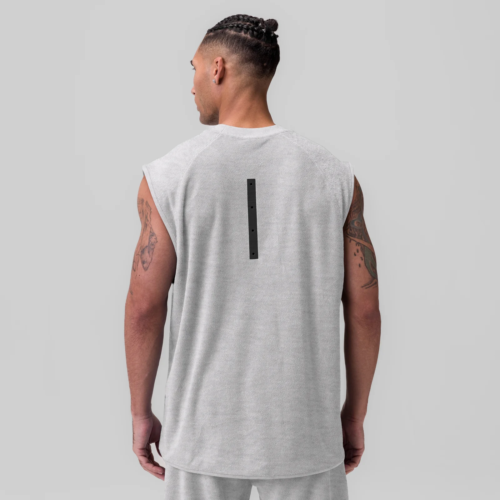 1092. Towel Terry Cutoff - Heather Grey - Image 3
