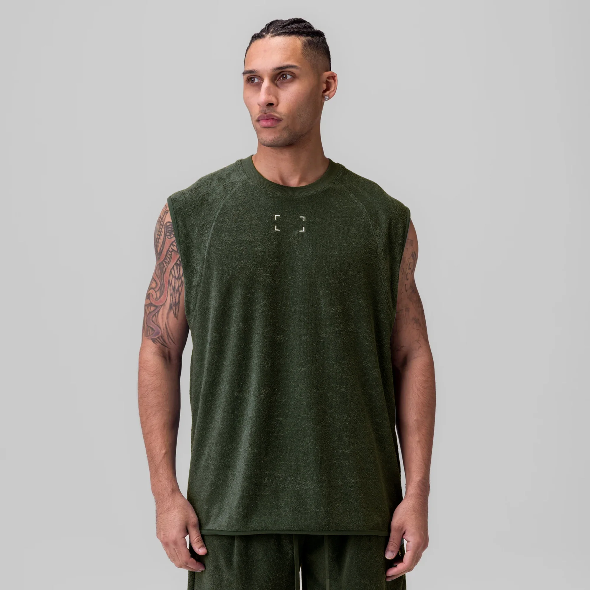 1092. Towel Terry Cutoff - Olive - Image 2