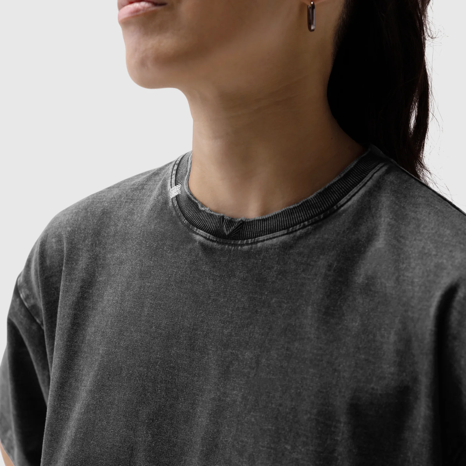 1102. Distressed Relaxed Tee - Black - Image 6