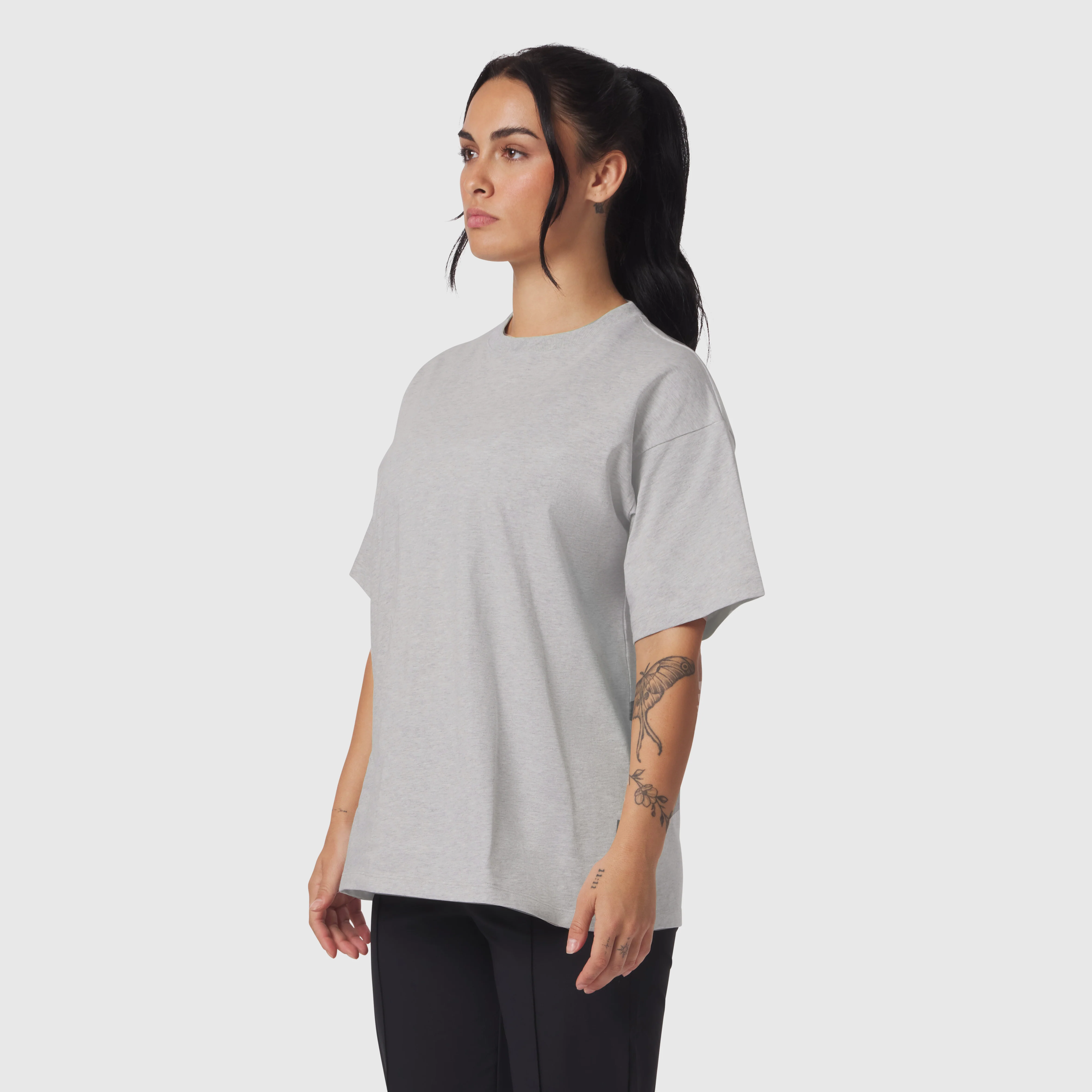1102. Distressed Relaxed Tee - Heather Grey - Image 2
