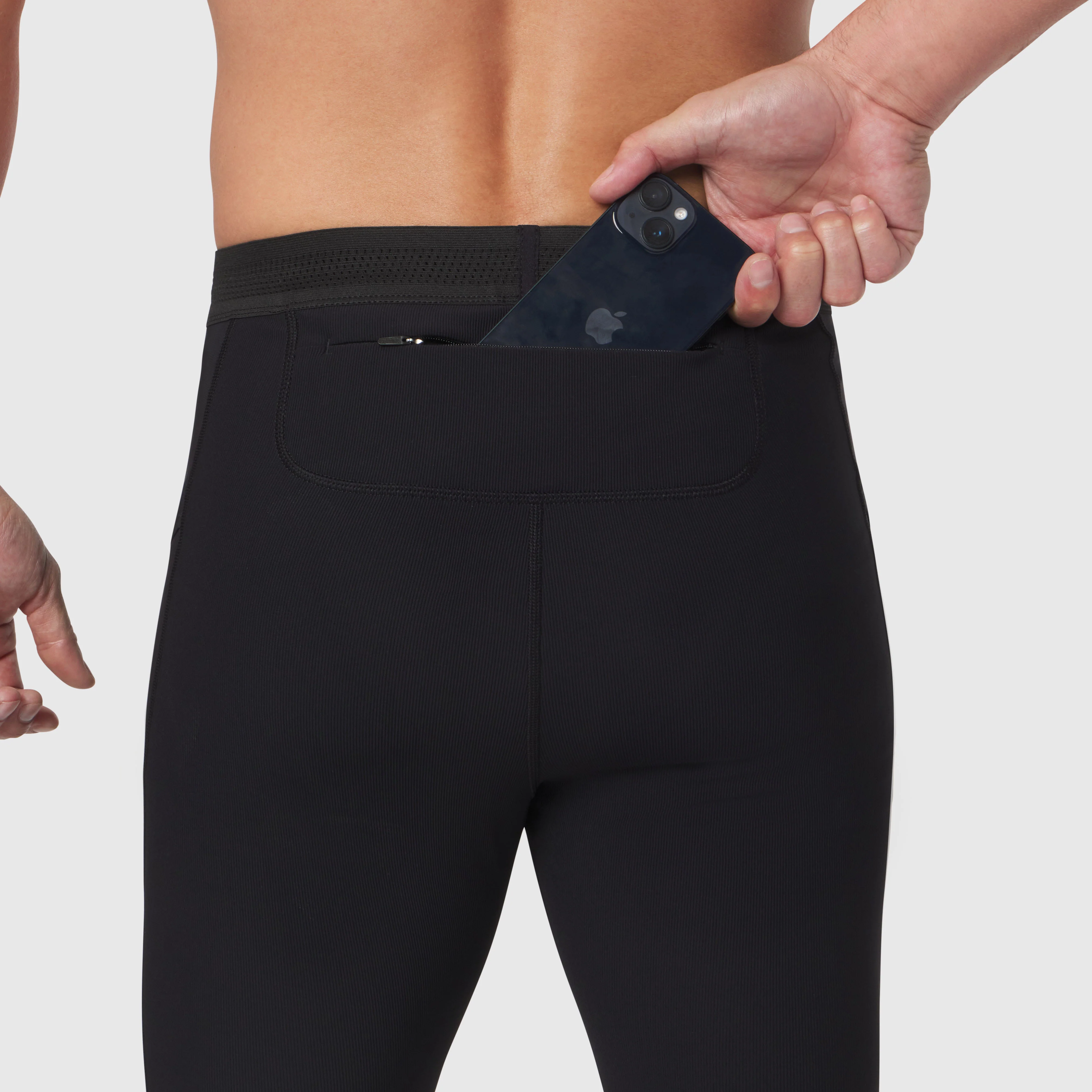 1146. Lycra® Ribbed Running Tight - Black - Image 5