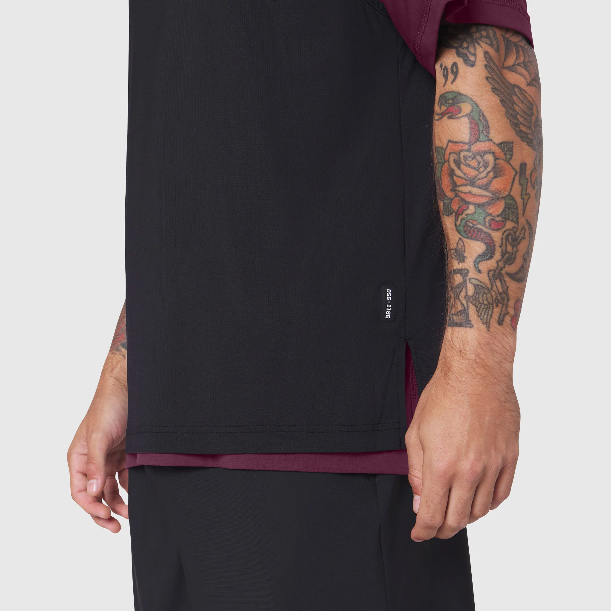 1186. SUPIMA® Ice-Skin™ Reversible Tee - Merlot/Black - Image 10