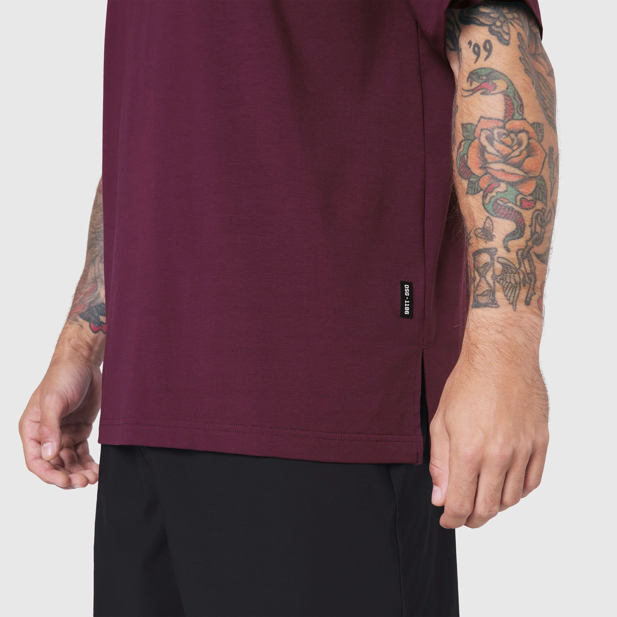 1186. SUPIMA® Ice-Skin™ Reversible Tee - Merlot/Black - Image 7