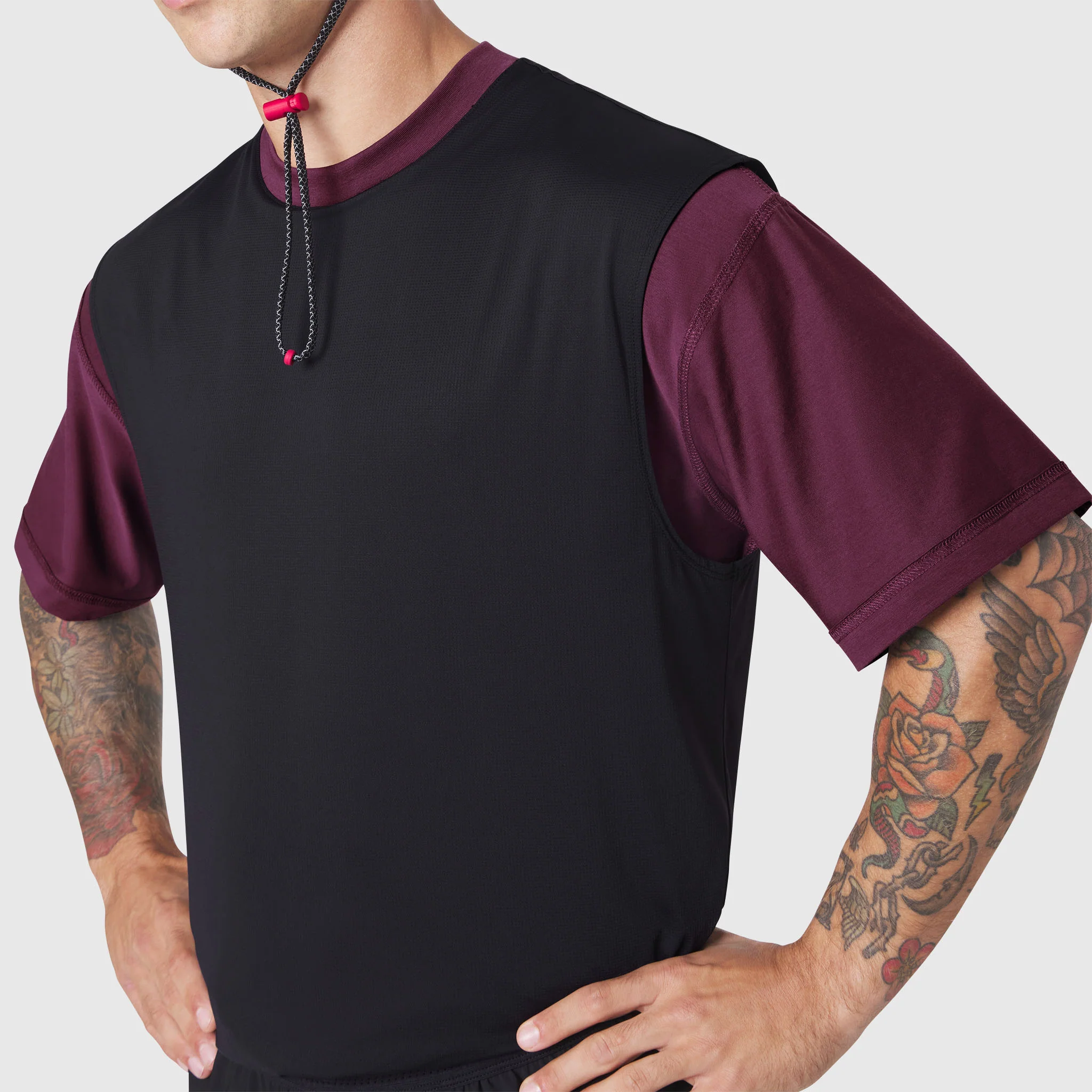 1186. SUPIMA® Ice-Skin™ Reversible Tee - Merlot/Black - Image 8