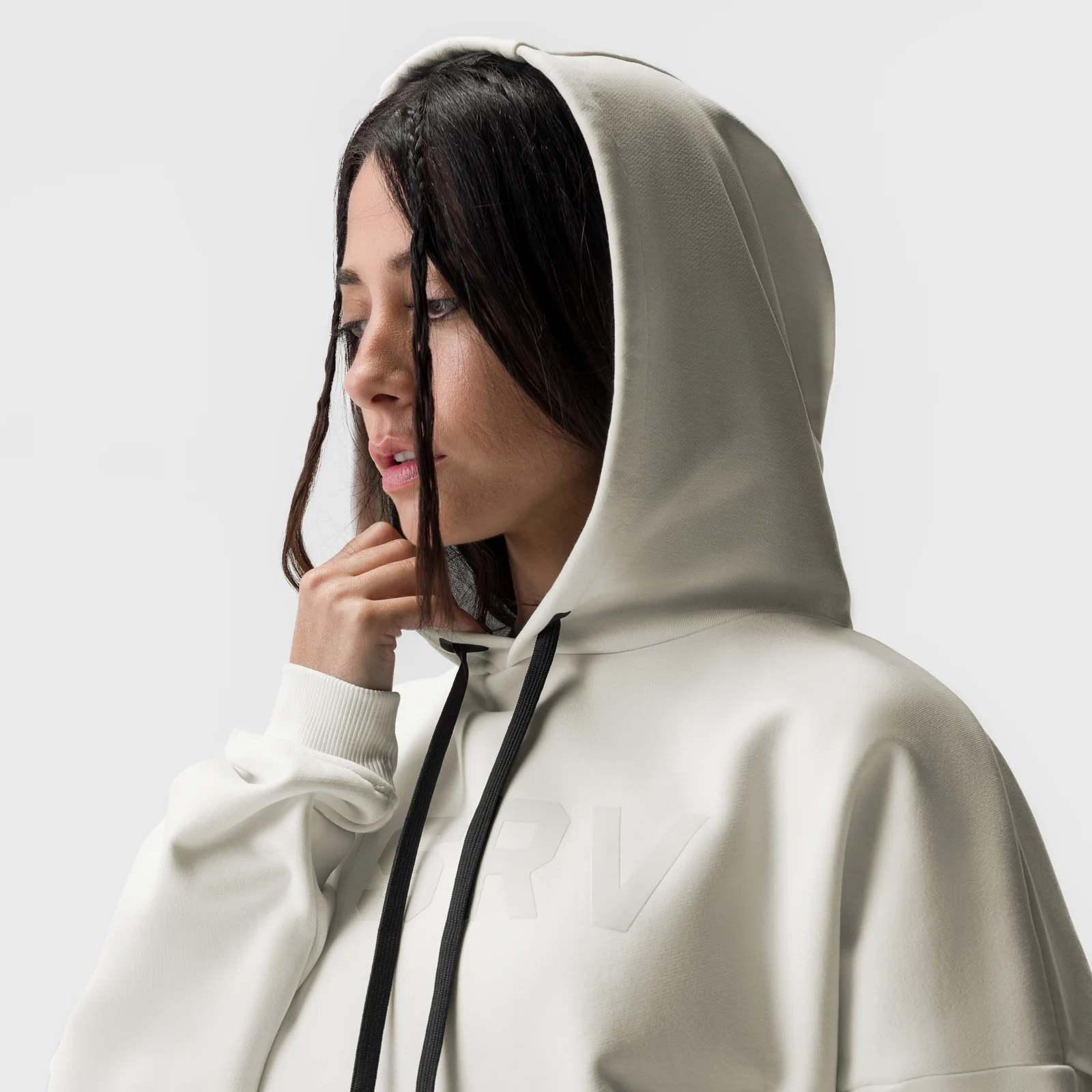ASRV x Equinox Sorona® French-Terry Cropped Hoodie - Ivory Cream - Image 3