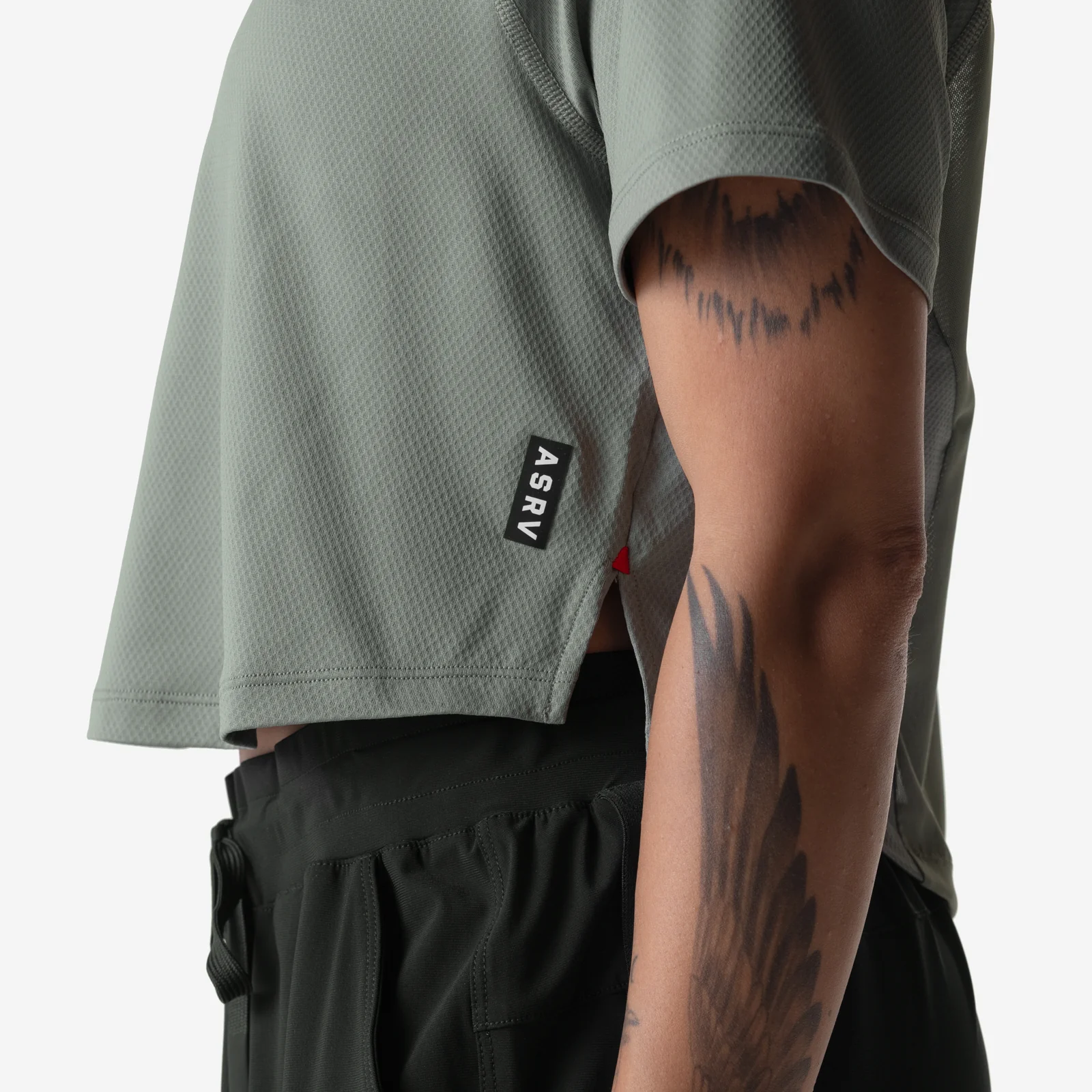 ASRV x Equinox AeroSilver® Cropped Training Tee - Sage - Image 3