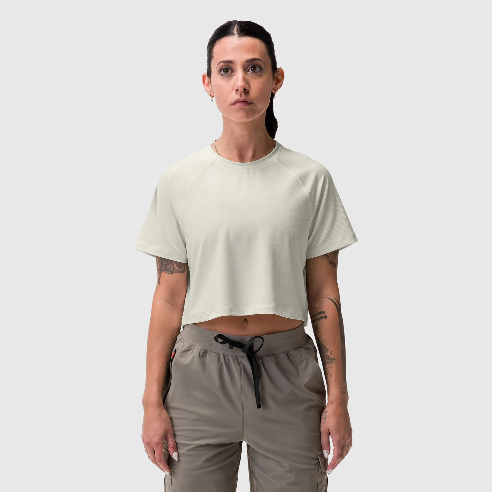 W018. AeroSilver® Cropped Tee - Ivory Cream - Image 8