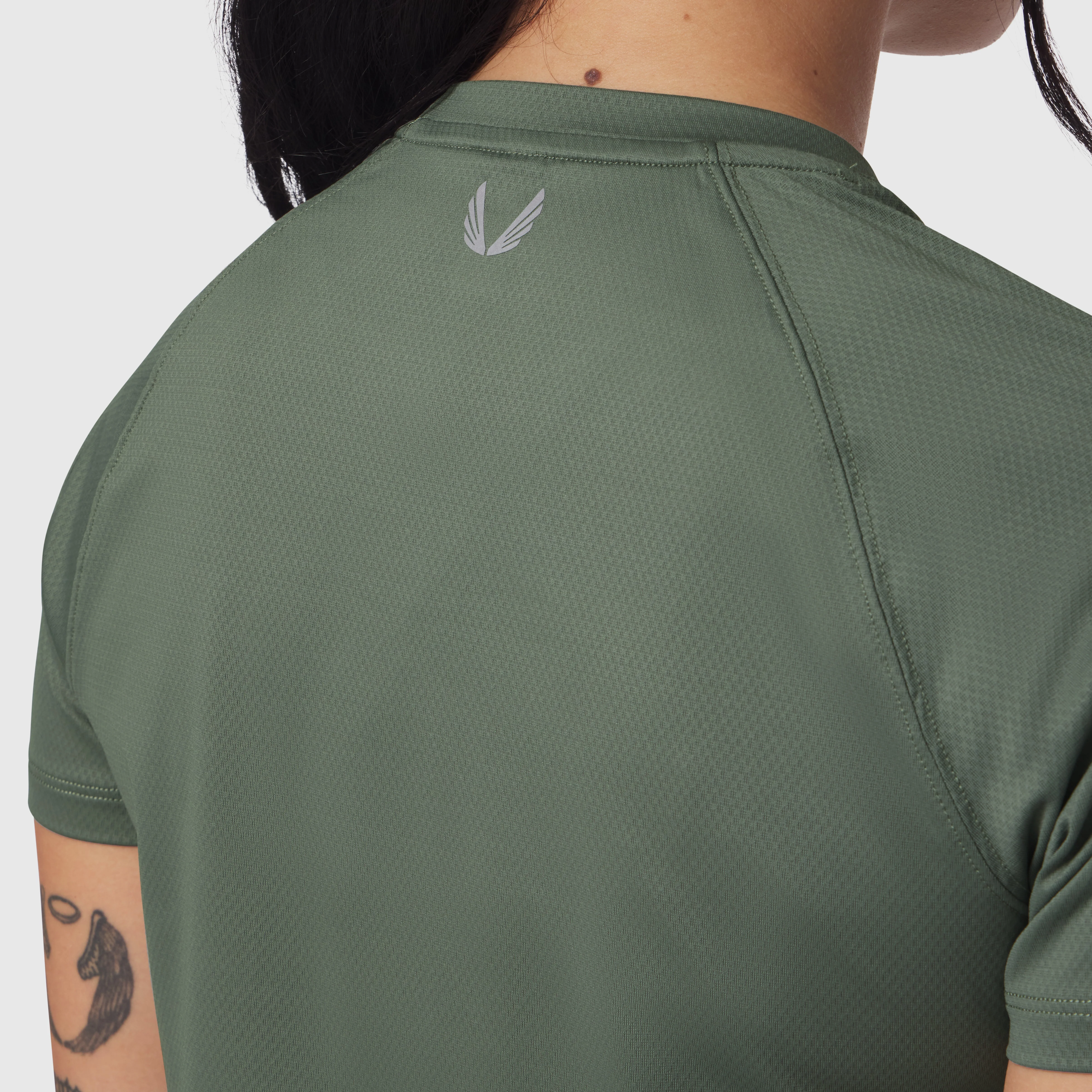 W018. AeroSilver® Cropped Tee - Sage - Image 5