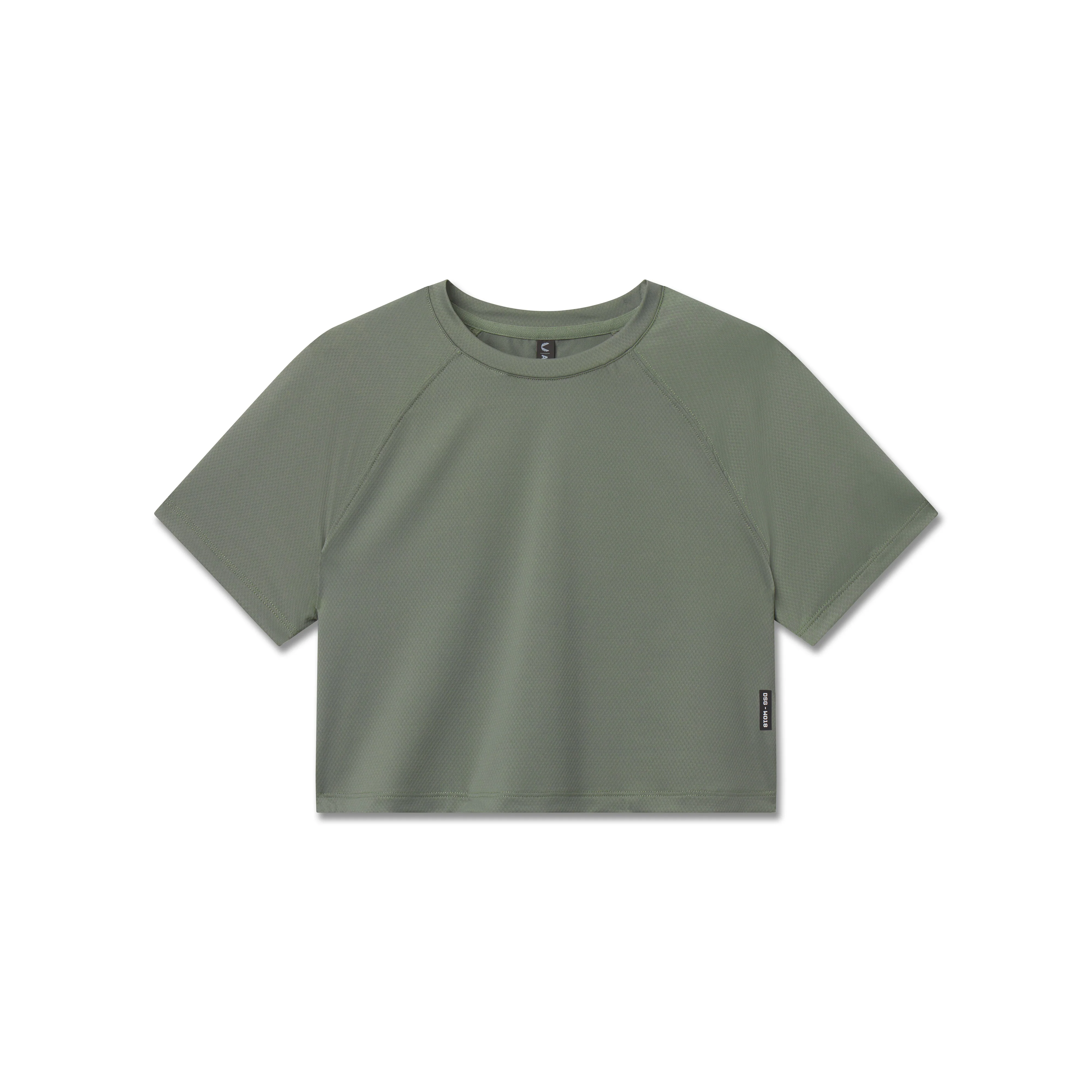 W018. AeroSilver® Cropped Tee - Sage - Image 7