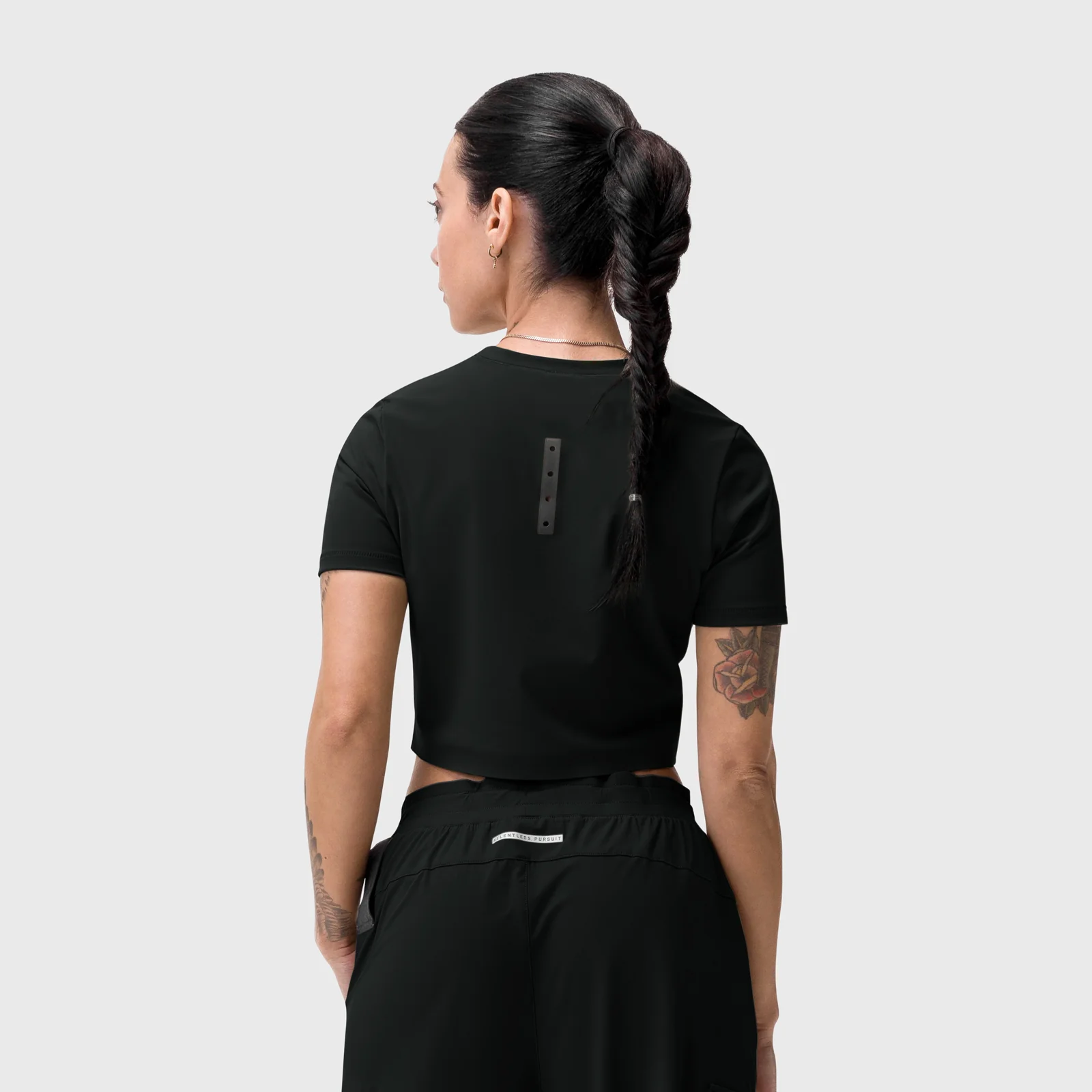 W019. LYCRA® Cropped Tee - Black - Image 10