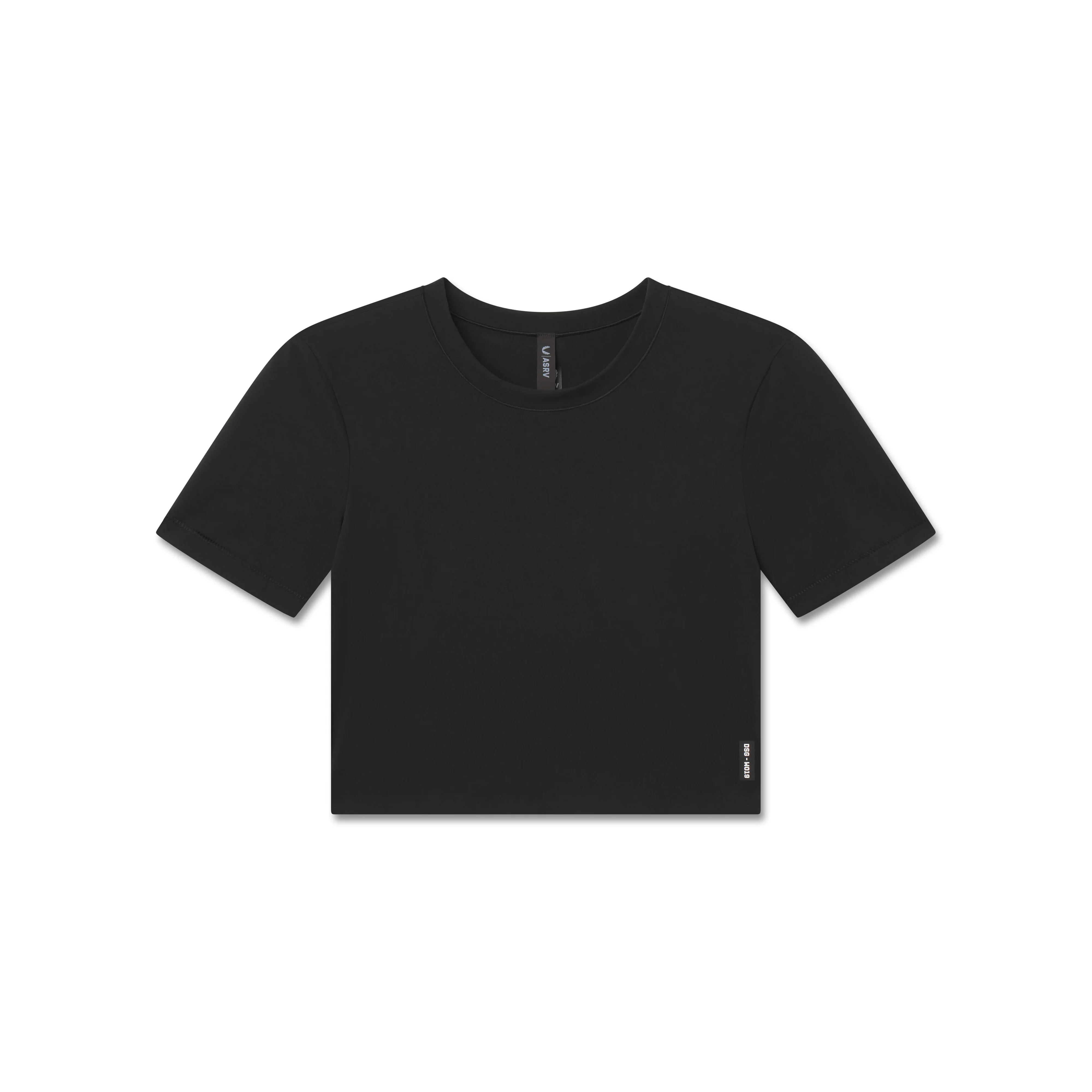 W019. LYCRA® Cropped Tee - Black "Big Wings" - Image 5