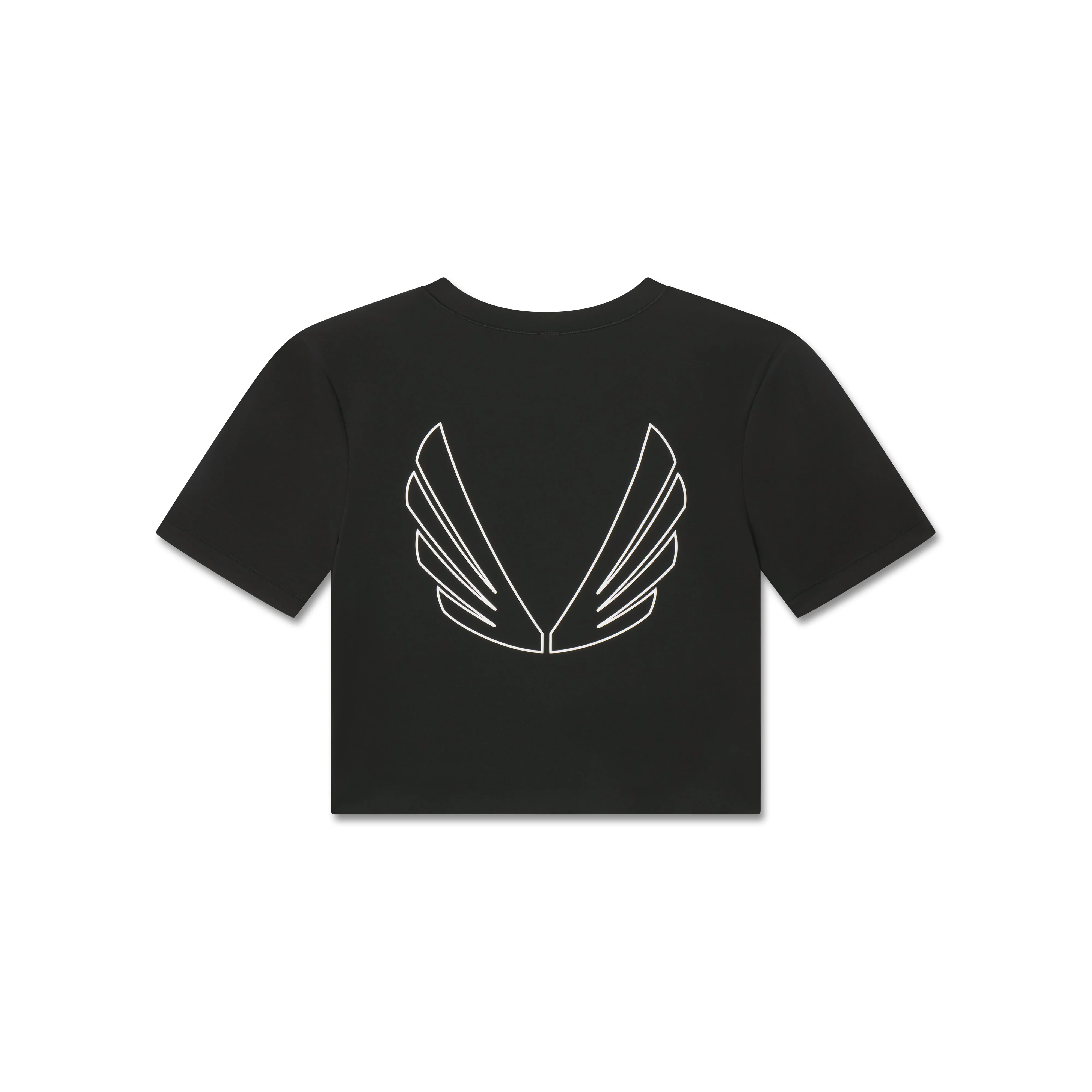 W019. LYCRA® Cropped Tee - Black "Big Wings" - Image 6