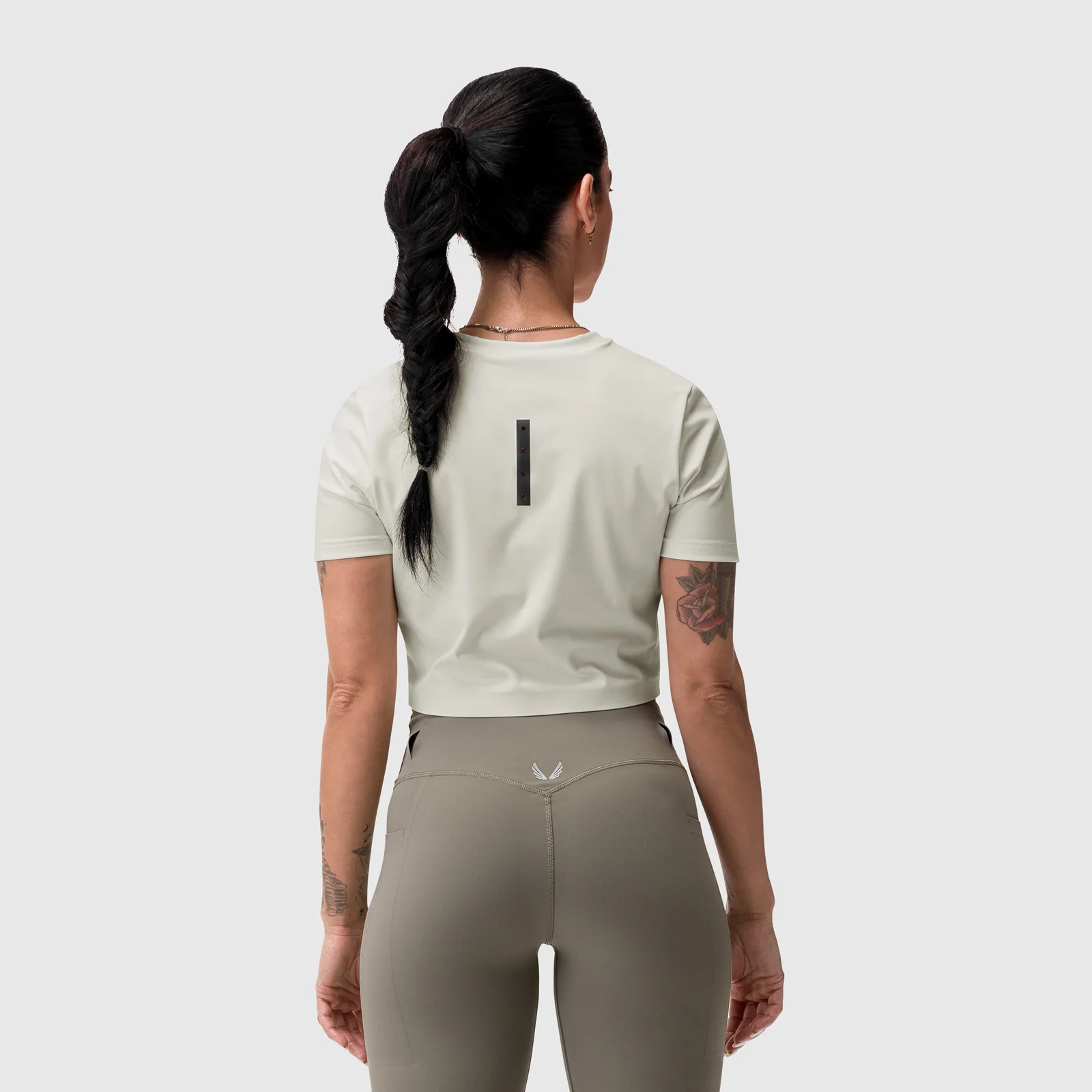 W019. LYCRA® Cropped Tee - Ivory Cream - Image 10