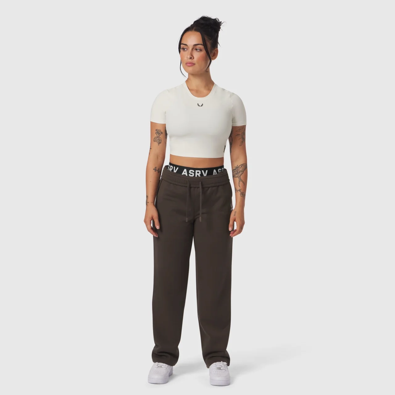 W019. LYCRA® Cropped Tee - Ivory Cream - Image 6