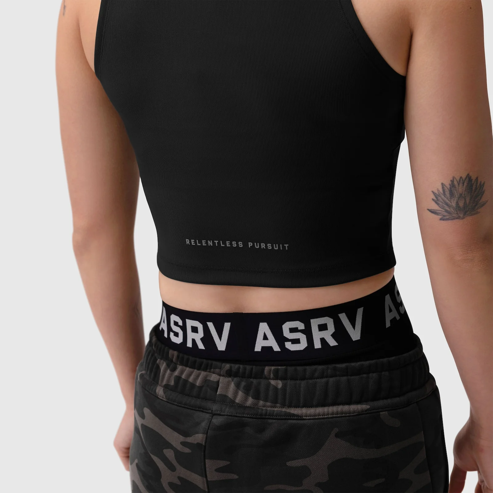 W023. LYCRA® Ribbed Mockneck Tank - Black - Image 10