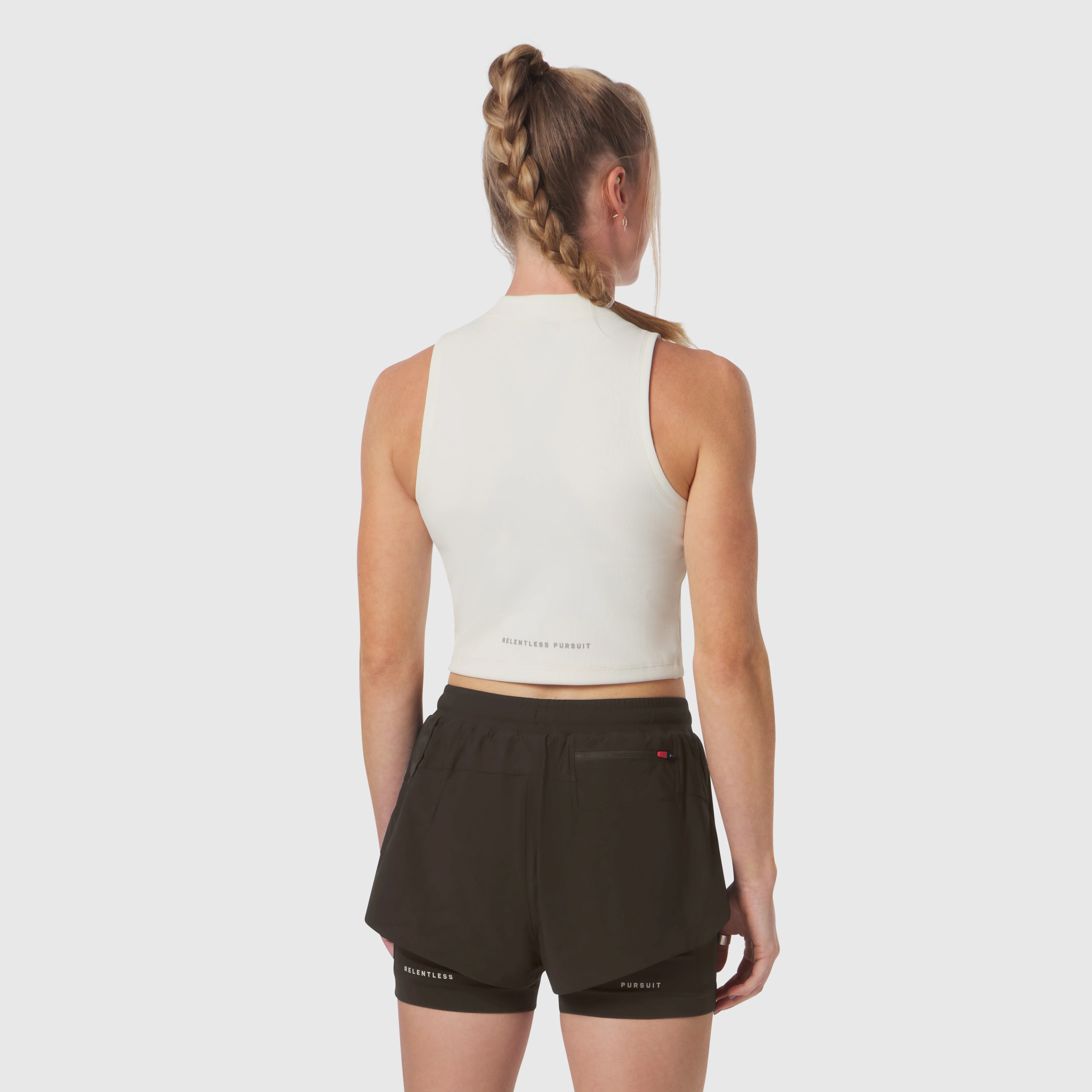 W023. LYCRA® Ribbed Mockneck Tank - Ivory Cream - Image 3