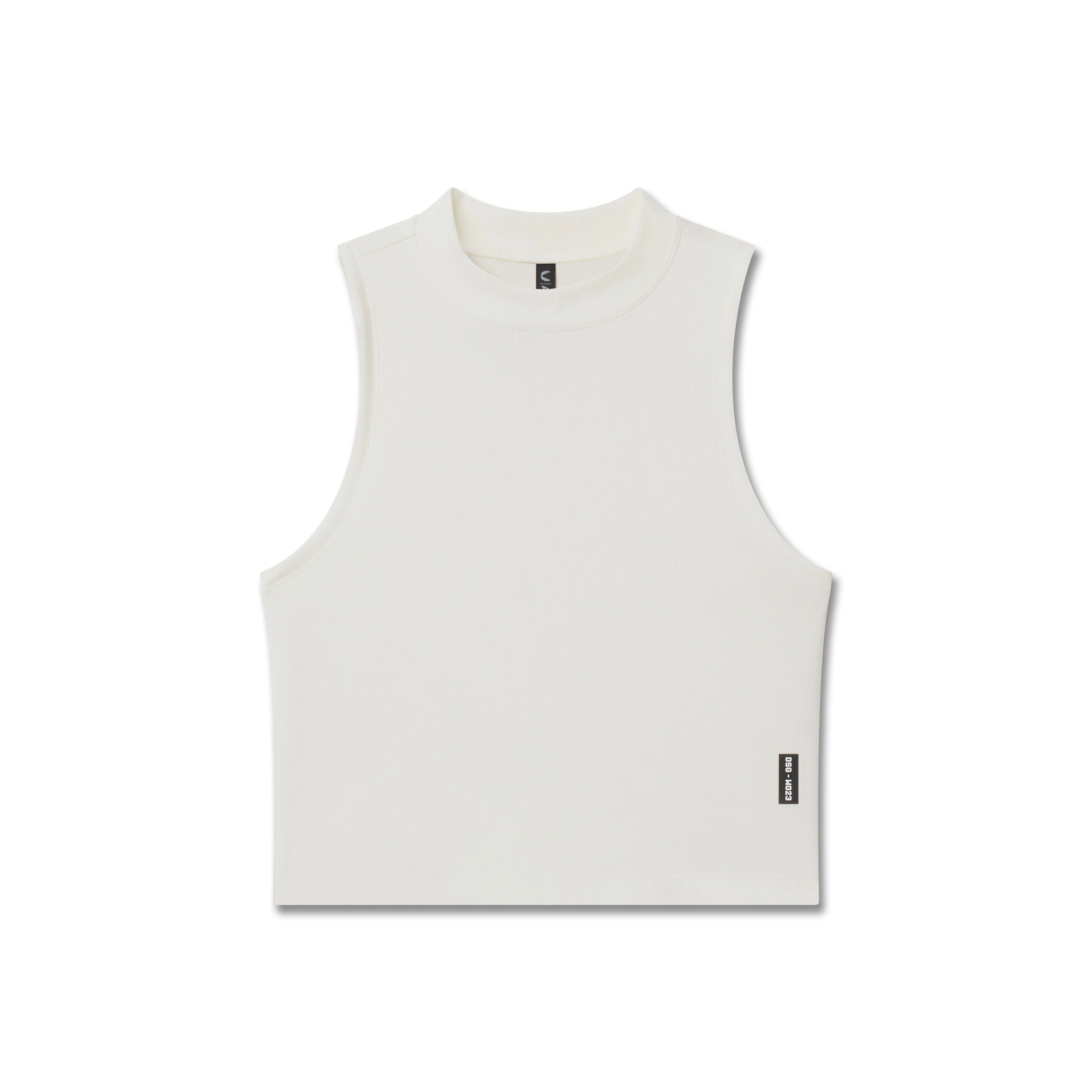 W023. LYCRA® Ribbed Mockneck Tank - Ivory Cream - Image 6