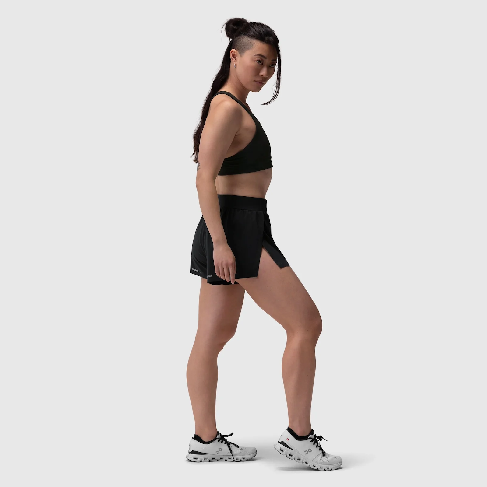 W026. Aerotex™ Side Split Run Short - Black - Image 8