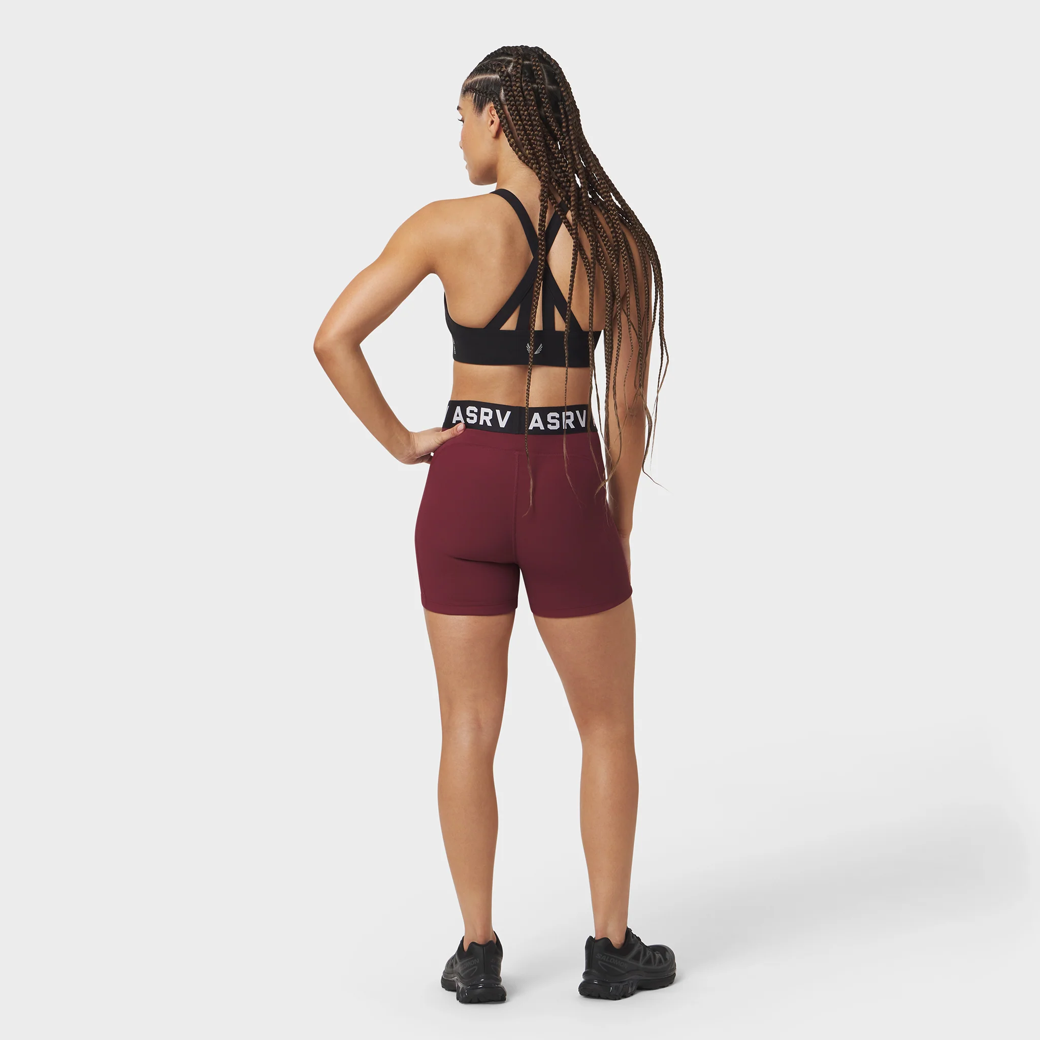 W027. LYCRA® Ribbed Short - Crimson - Image 7