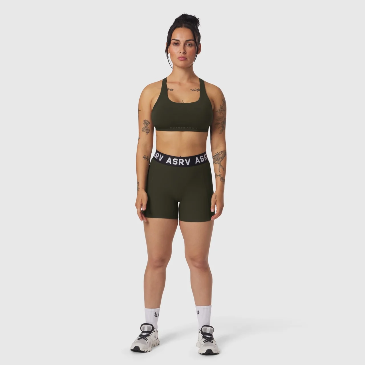 W027. LYCRA® Ribbed Short - Dark Earth - Image 12