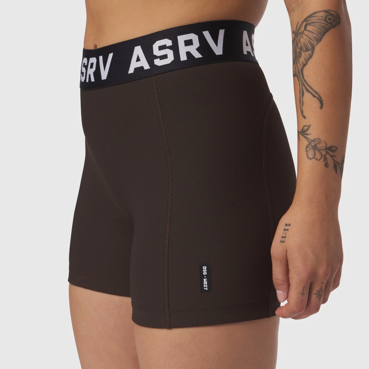 W027. LYCRA® Ribbed Short - Dark Earth - Image 3