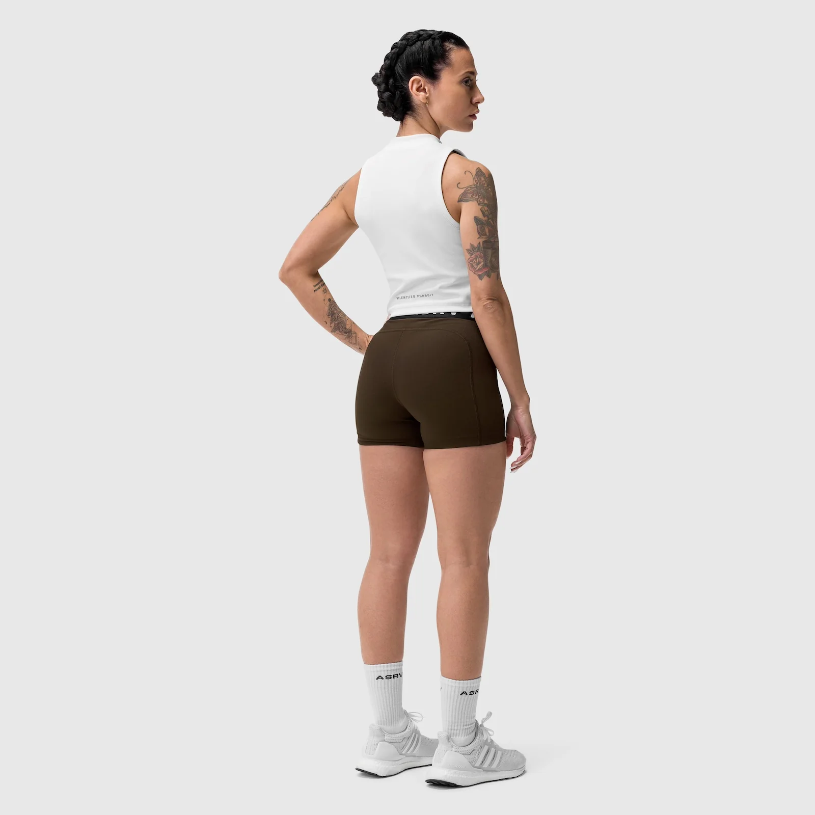 W027. LYCRA® Ribbed Short - Dark Earth - Image 7