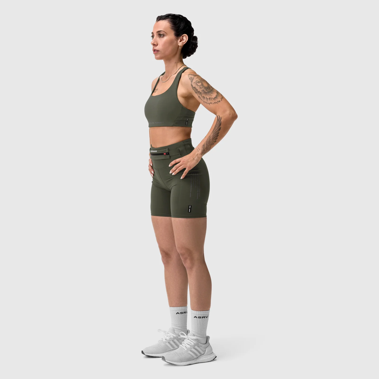 W029. LYCRA® 3-in-1 Biker Short - Olive - Image 4