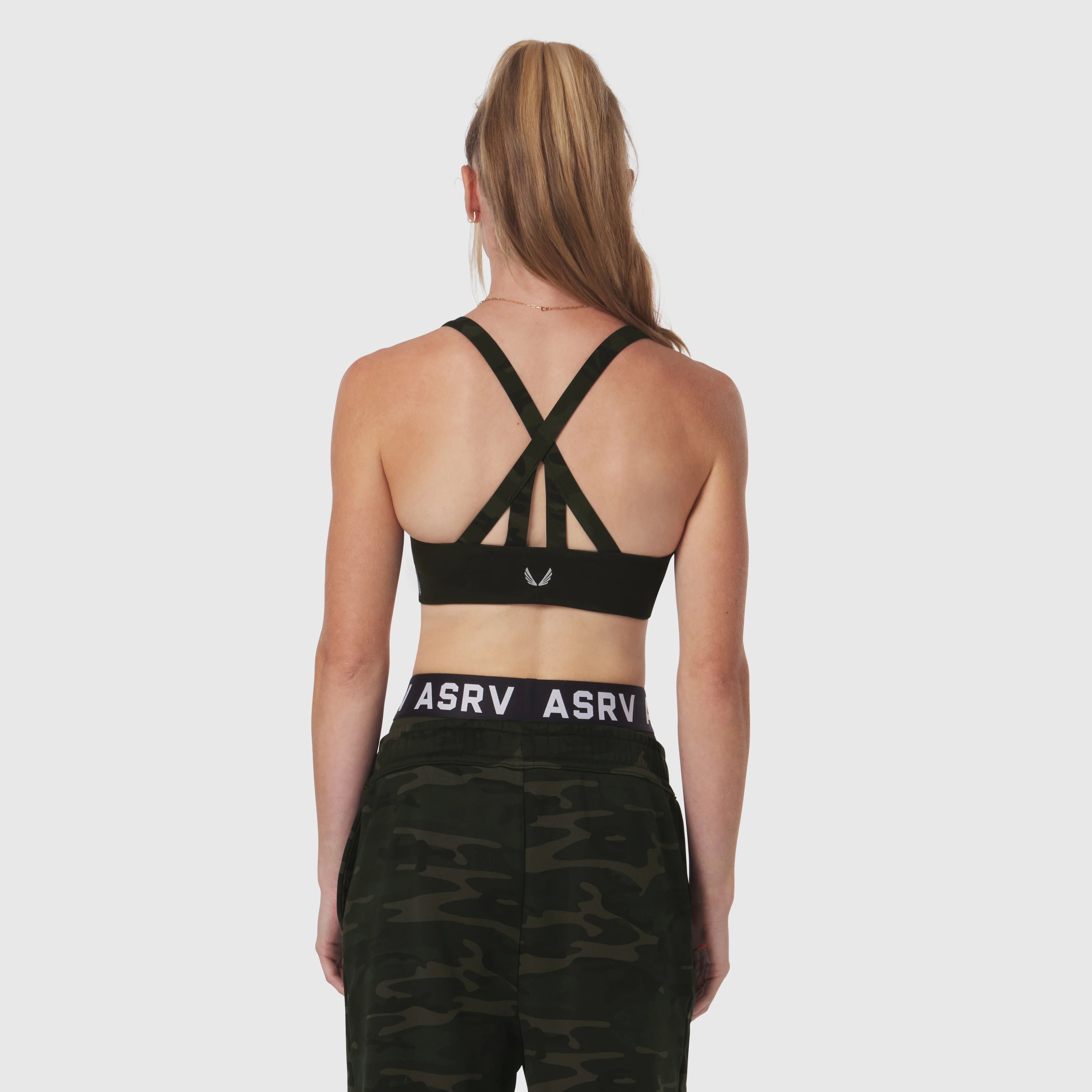 W039. LYCRA® Hybrid Sports Bra - Dark Camo - Image 4