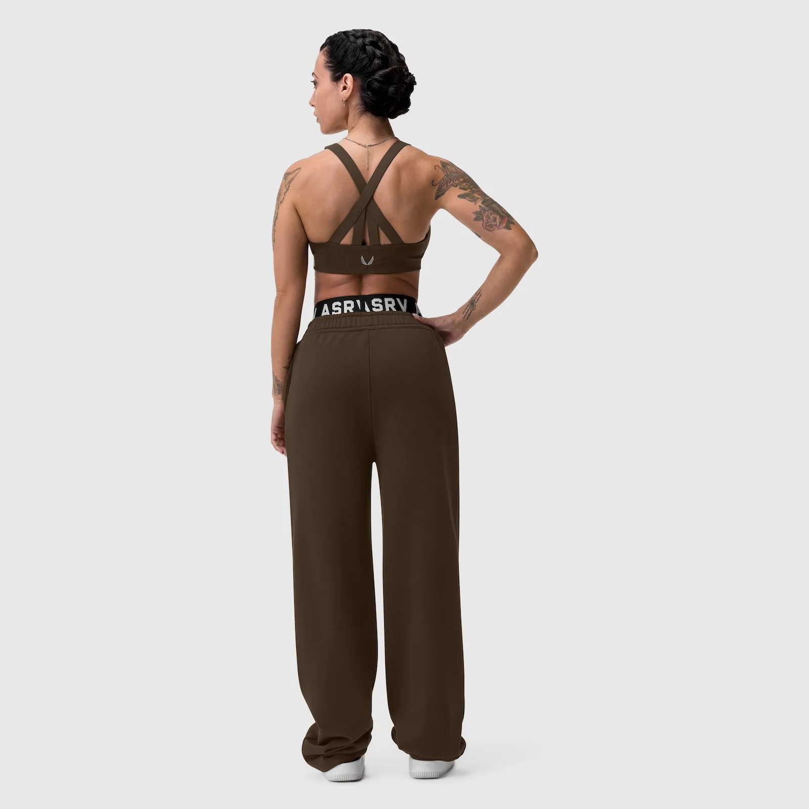 W039. LYCRA® Hybrid Sports Bra - Dark Earth - Image 9