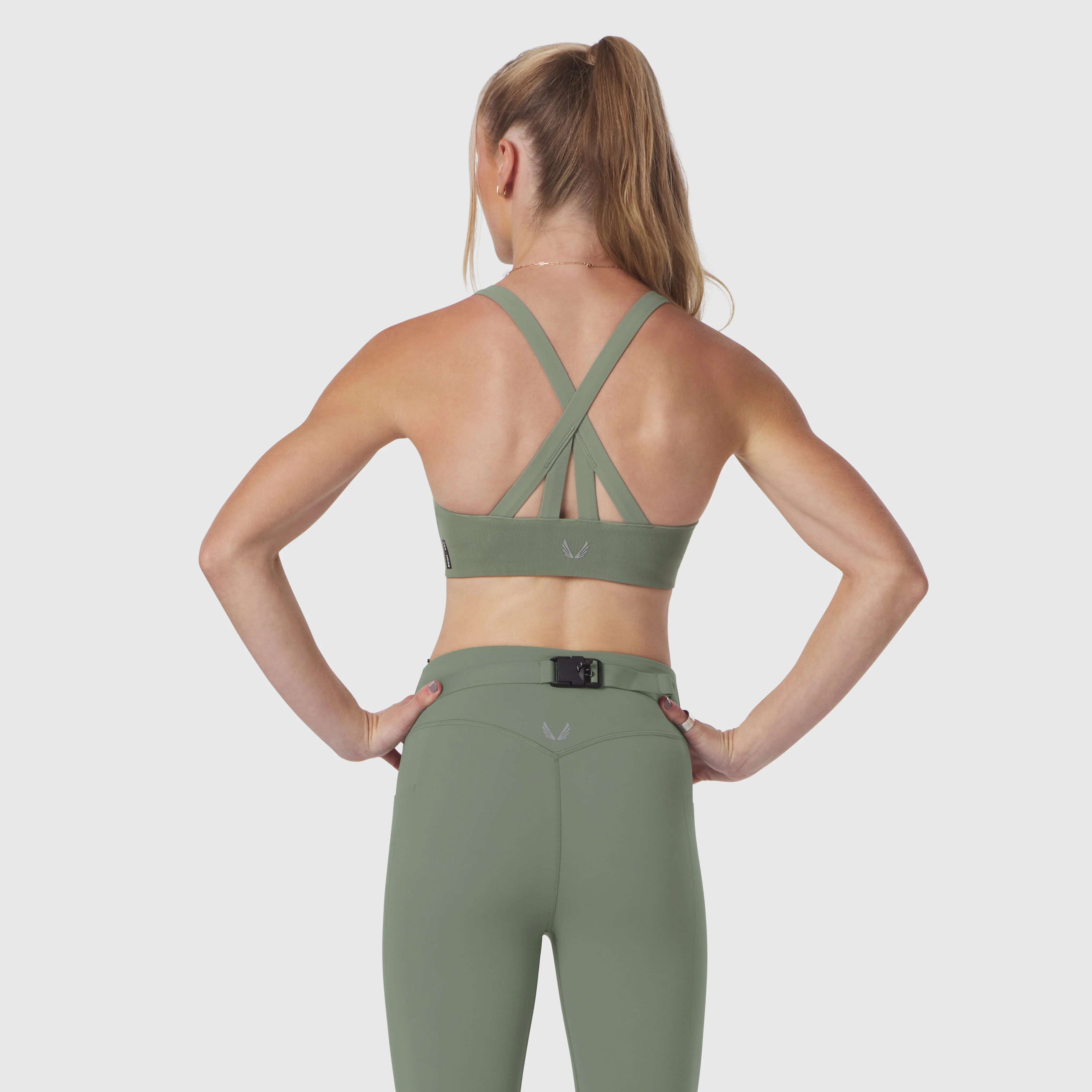 W039. LYCRA® Hybrid Sports Bra - Sage - Image 4
