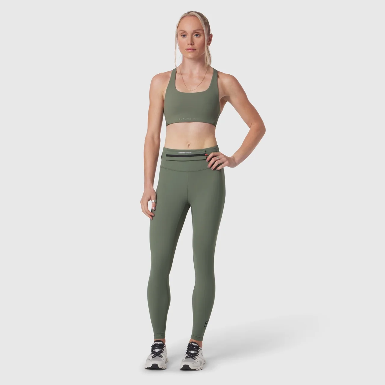 W039. LYCRA® Hybrid Sports Bra - Sage - Image 6