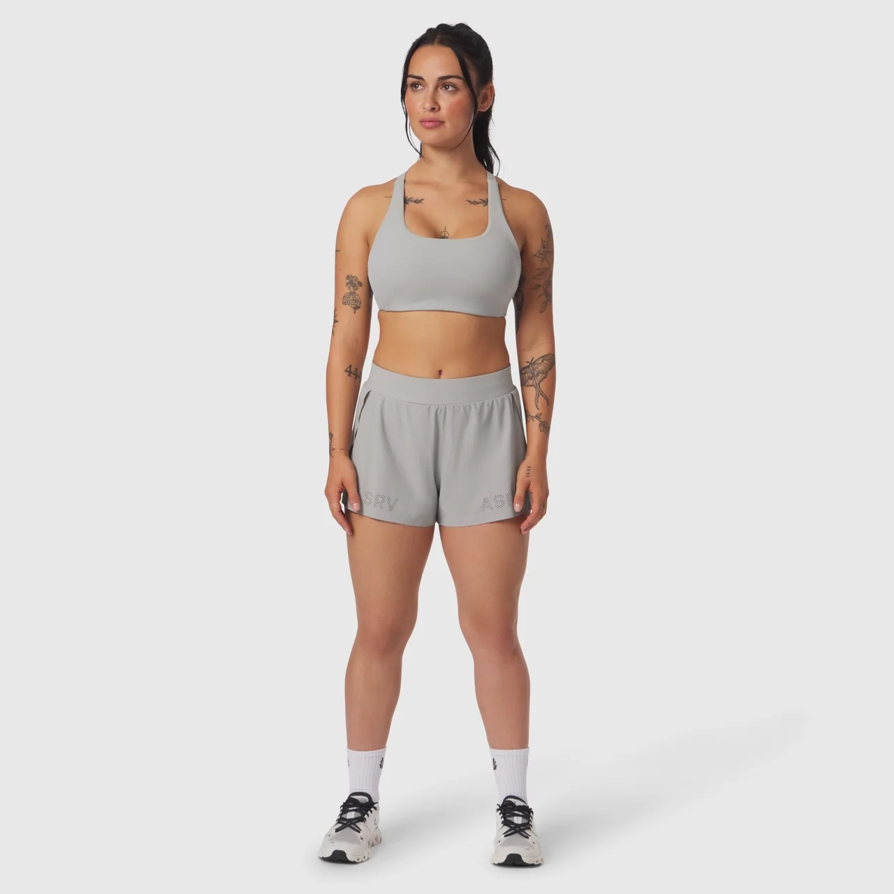 W039. LYCRA® Hybrid Sports Bra - Slate Grey - Image 6