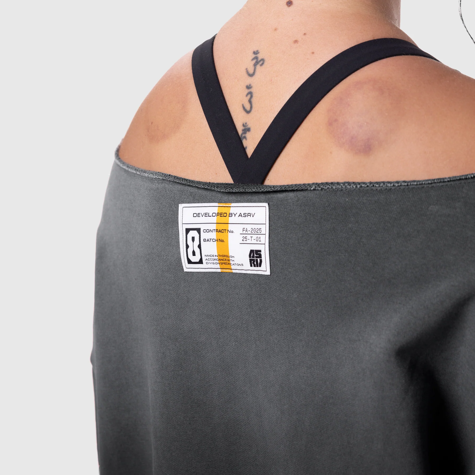 W049. Raw Hem Oversized Crewneck - Black Sun Fade - Image 7