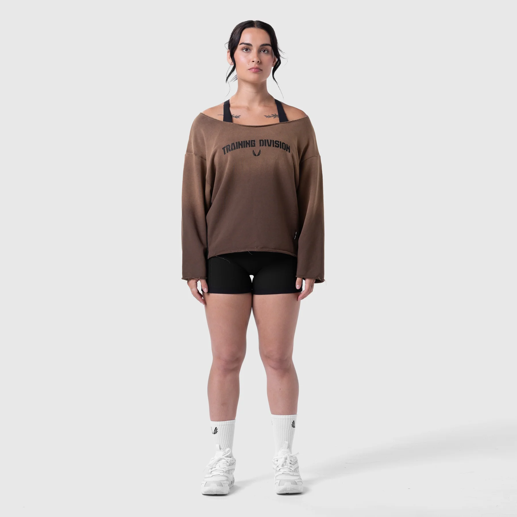 W049. Raw Hem Oversized Crewneck - Dark Earth Sun Fade - Image 2