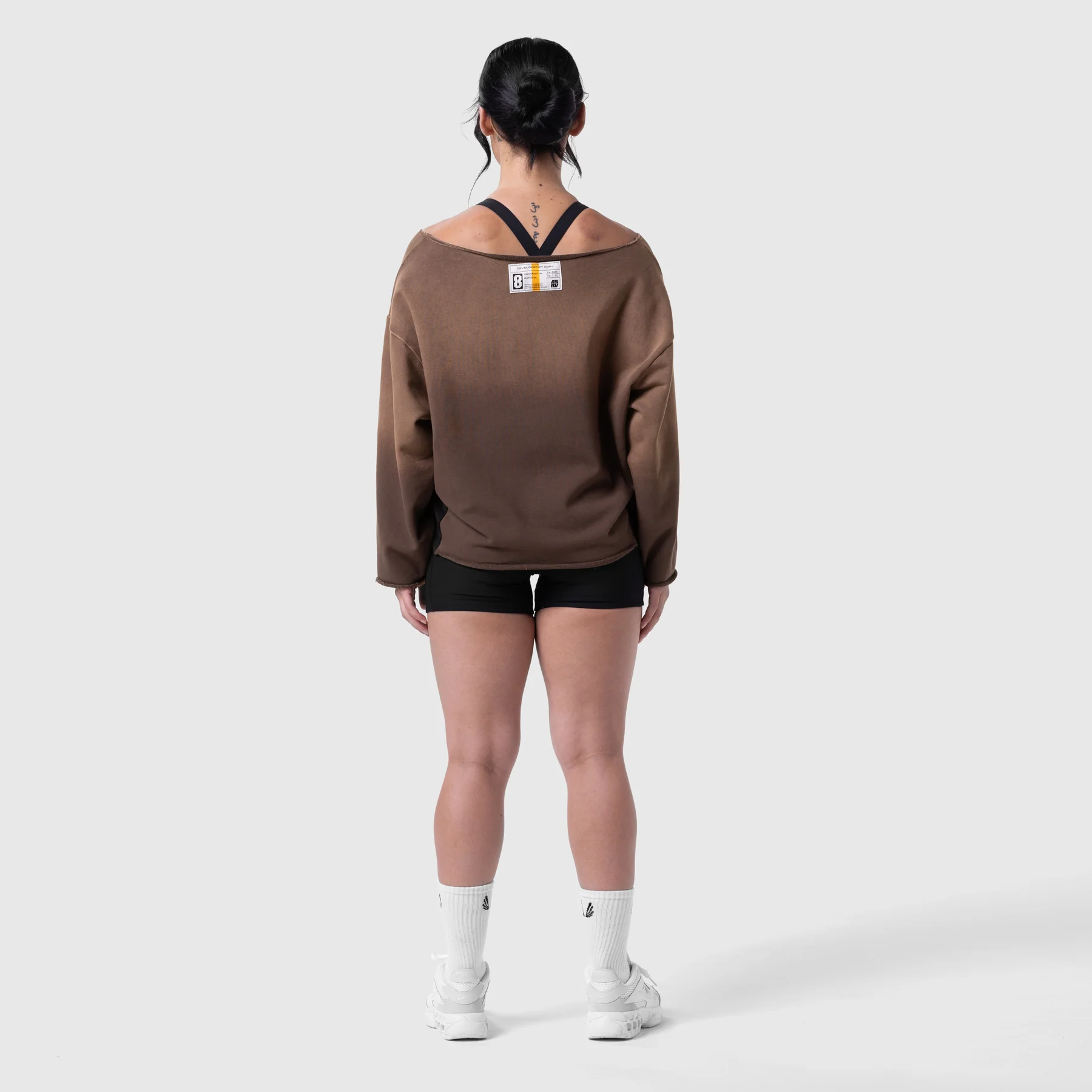 W049. Raw Hem Oversized Crewneck - Dark Earth Sun Fade - Image 5