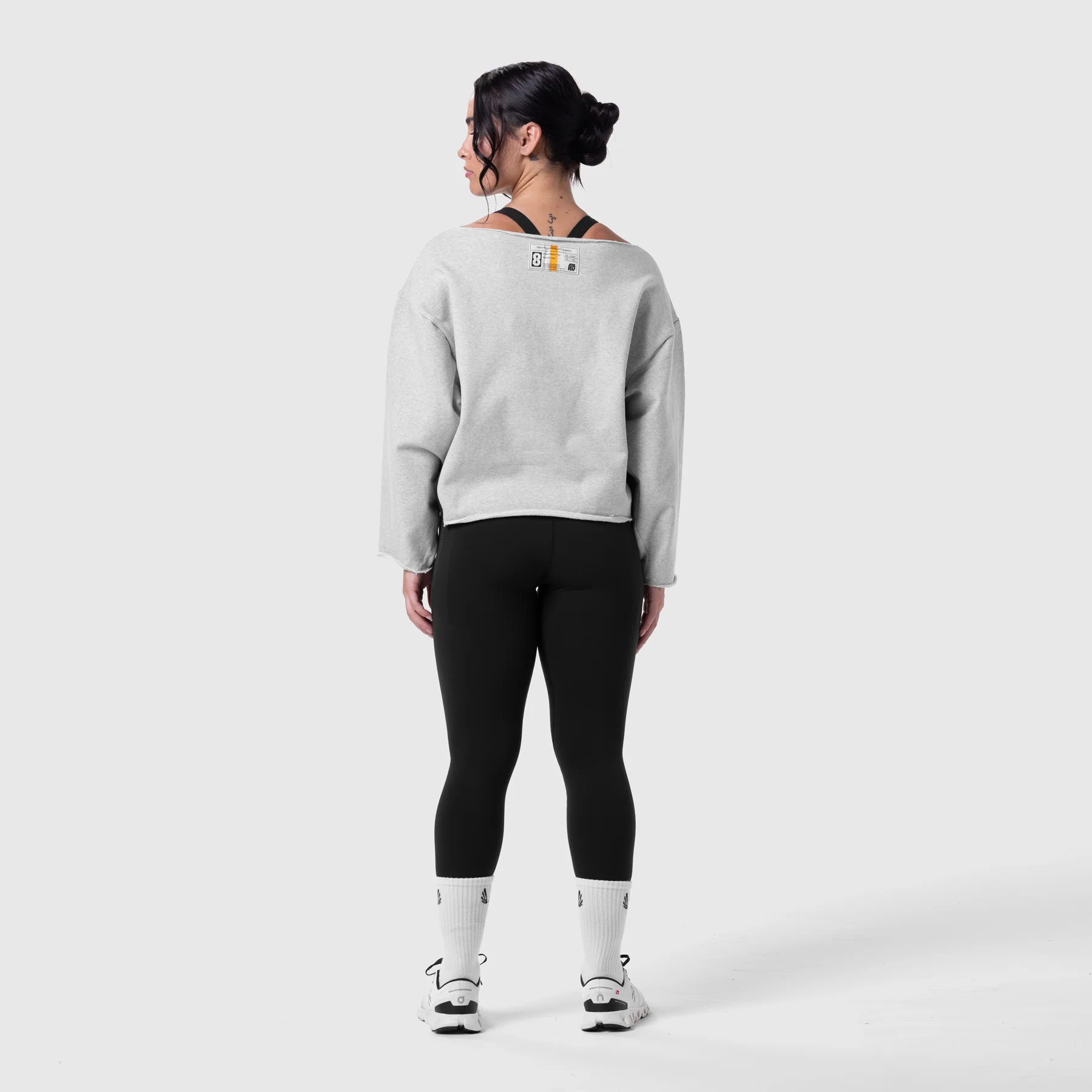 W049. Raw Hem Oversized Crewneck - Heather Grey - Image 7