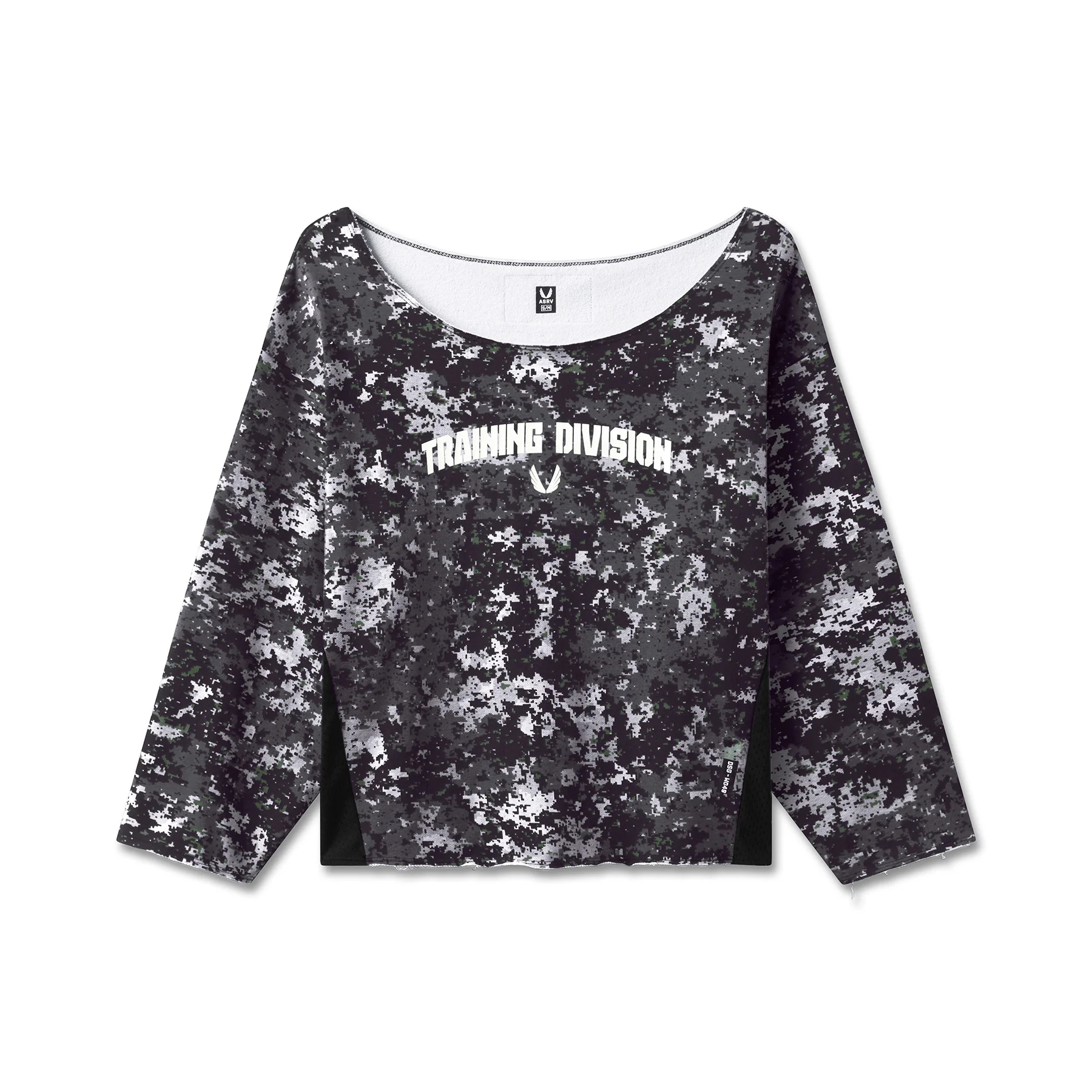 W049. Raw Hem Oversized Crewneck - Pixel Camo - Image 7