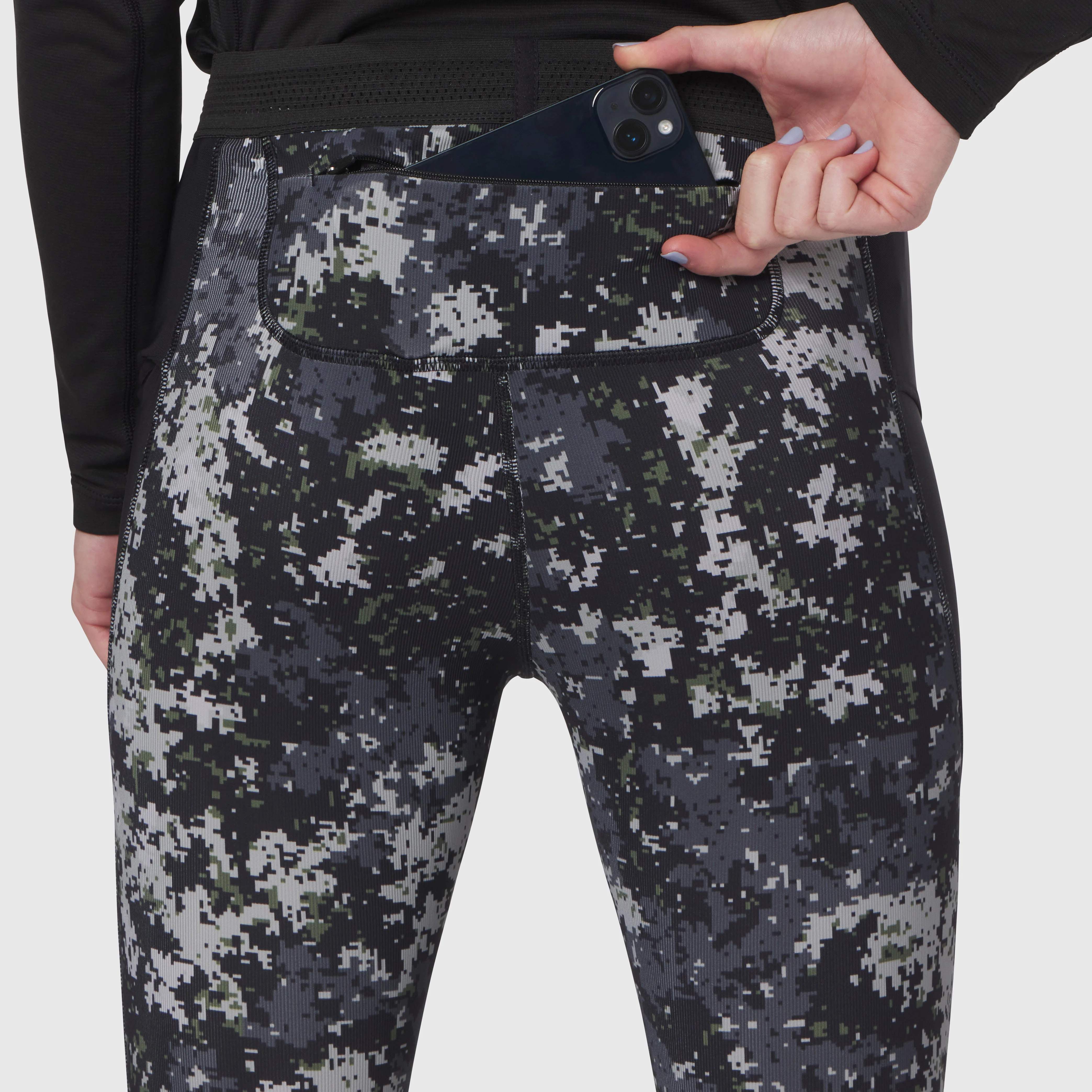 W055. Lycra® Ribbed Running Tight - Pixel Camo - Image 6