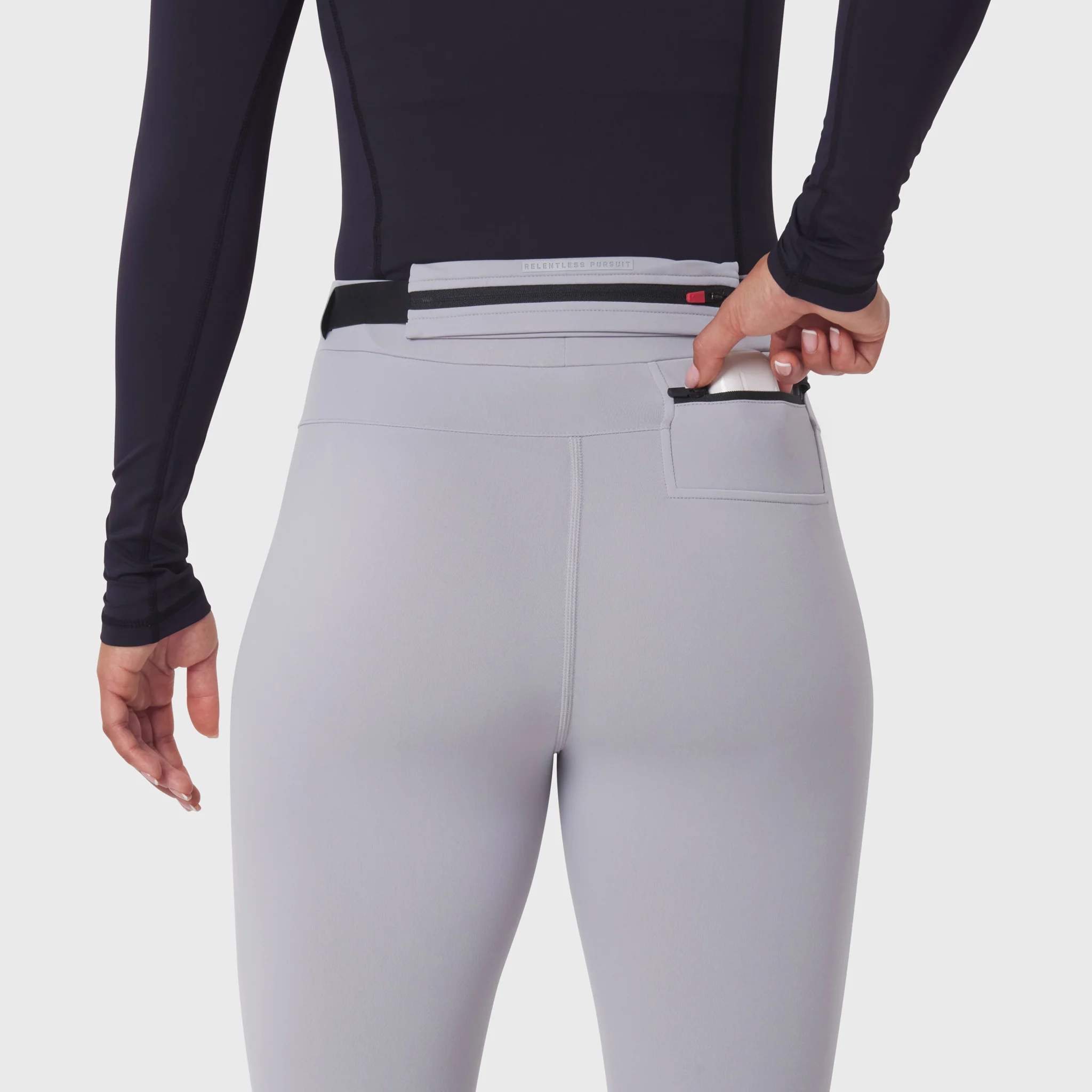 W059. Hybrid Belt-Pack Run Legging - Slate Grey - Image 6