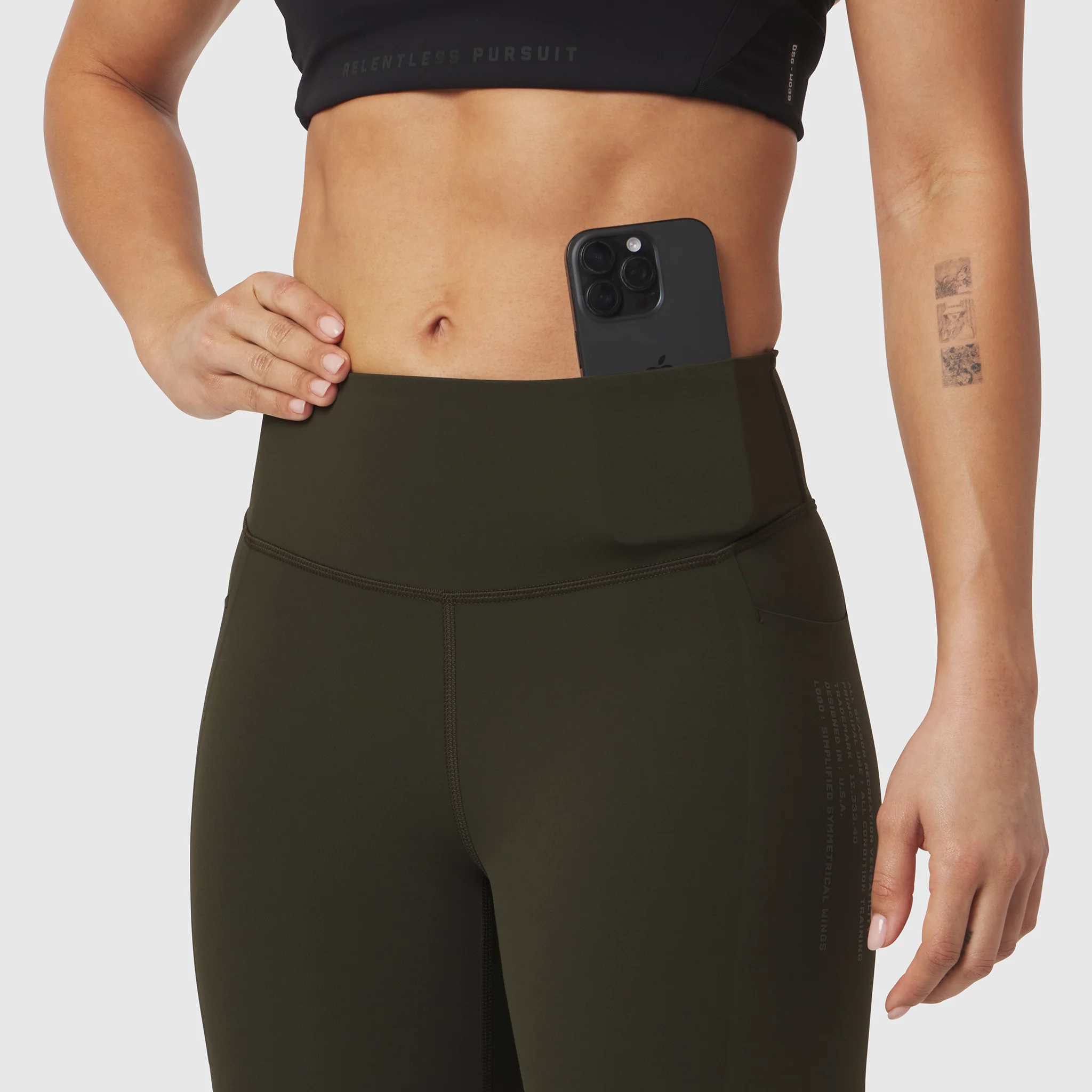 W072. LYCRA® ADAPTIV 4 Pocket Legging - Olive - Image 6