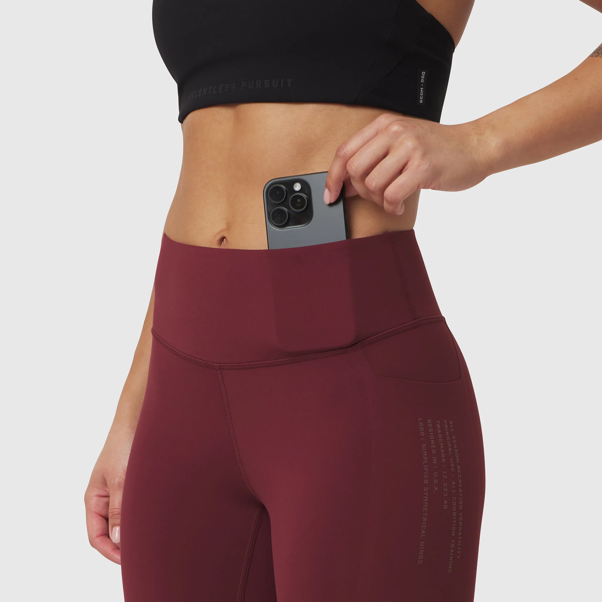 W072. LYCRA® ADAPTIV 4 Pocket Legging - Crimson - Image 4