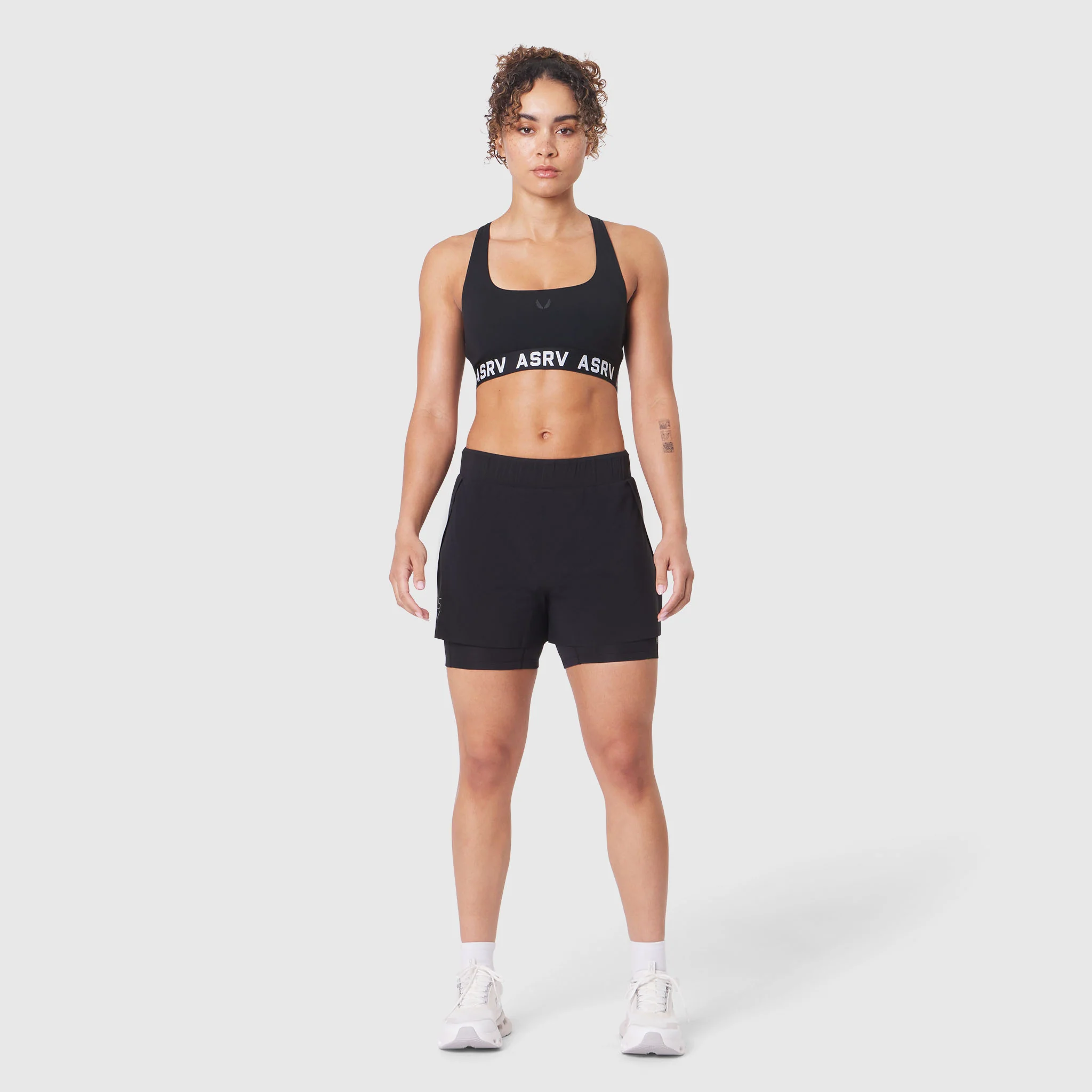 W087. Aerotex™ Side Split Liner Short - Black - Image 3