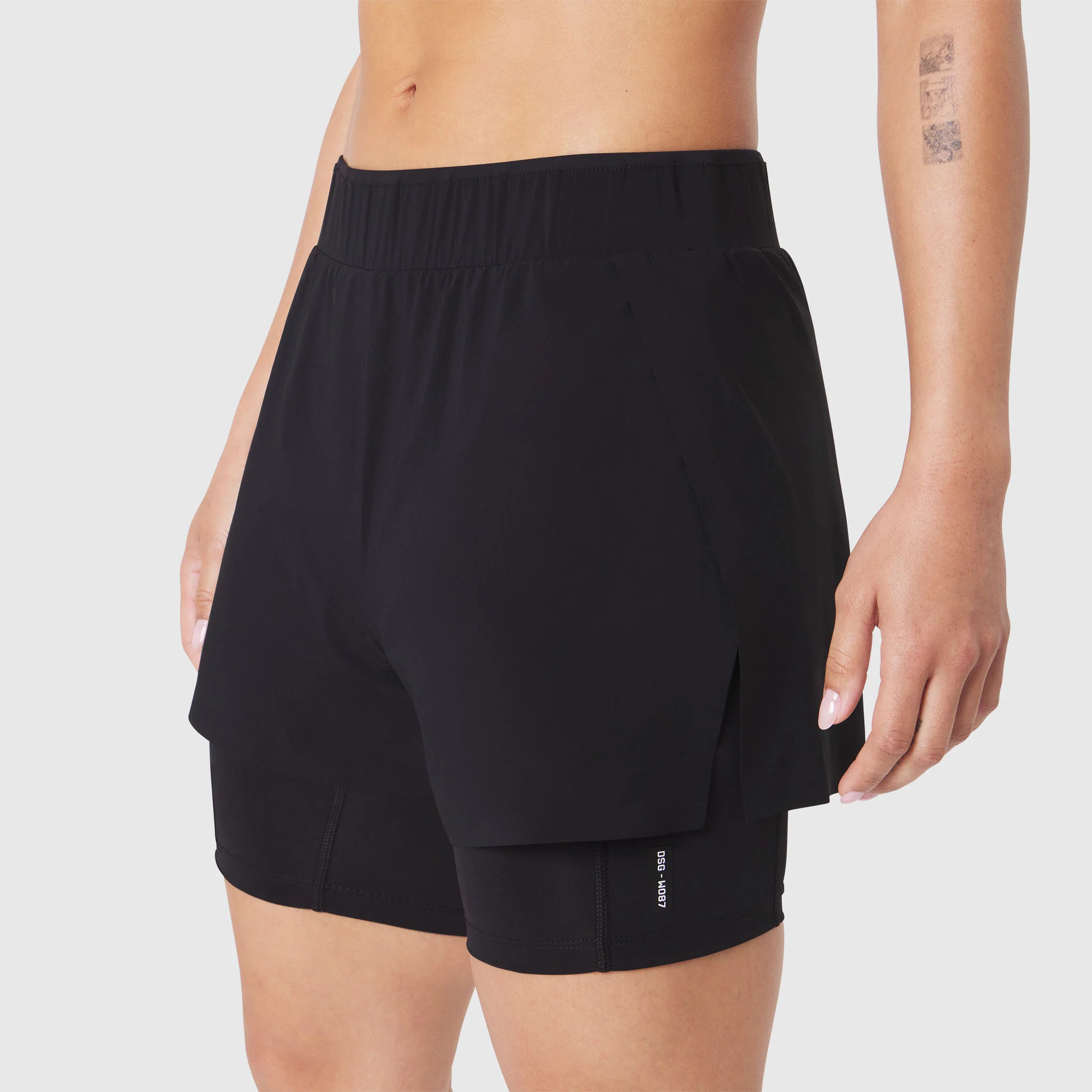 W087. Aerotex™ Side Split Liner Short - Black - Image 4